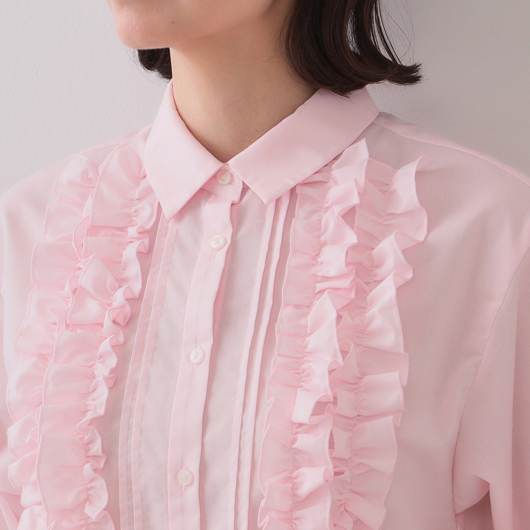 OPAQUE.CLIP「フリルショートシャツ【洗濯機洗い可】」|シャツ・ブラウス|