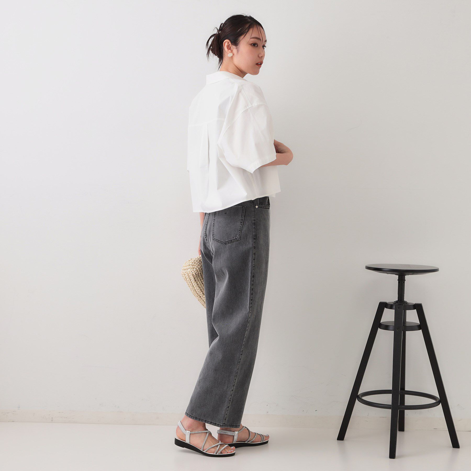 OPAQUE.CLIP「クロップドハーフスリーブシャツ【洗濯機洗い可】」|シャツ・ブラウス|