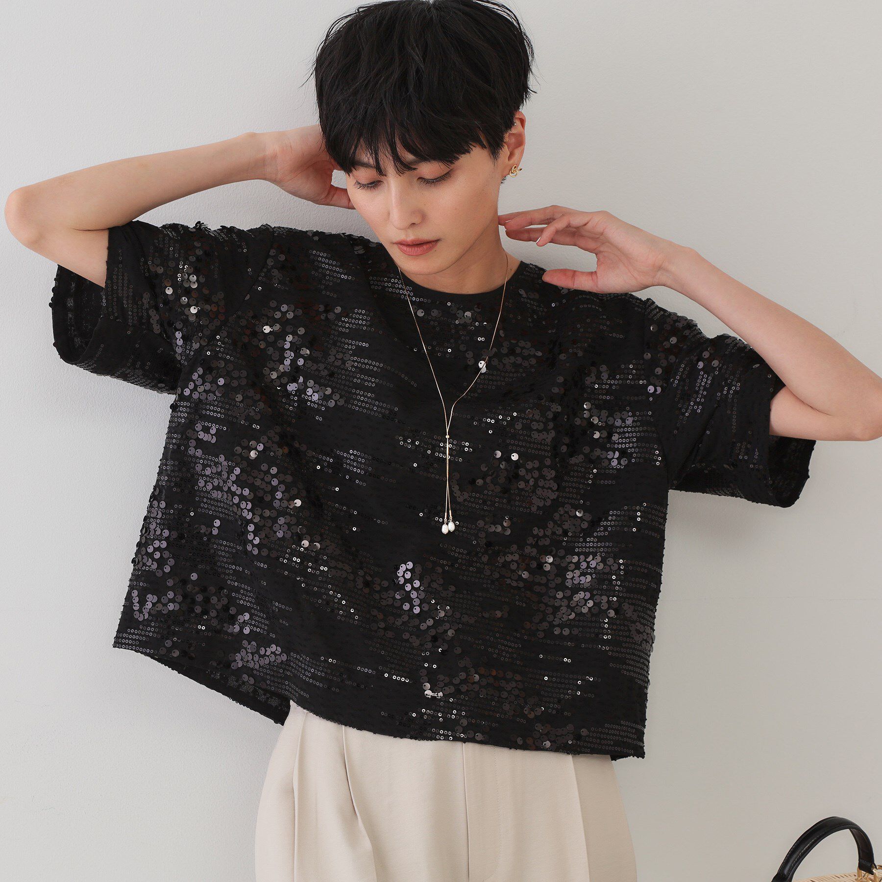 OPAQUE.CLIP「スパンコールブラウス【洗える】」|シャツ・ブラウス|