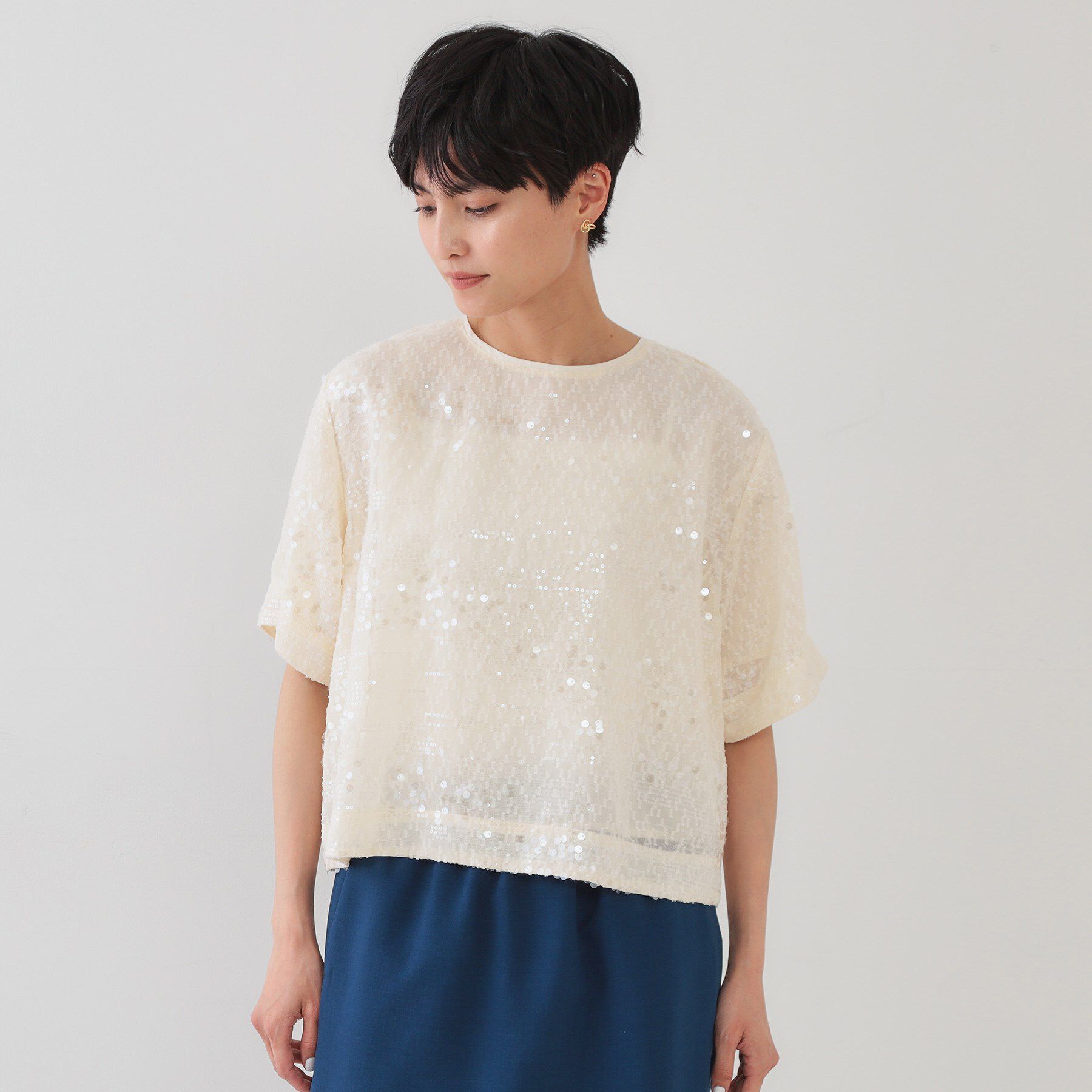 OPAQUE.CLIP「スパンコールブラウス【洗える】」|シャツ・ブラウス|