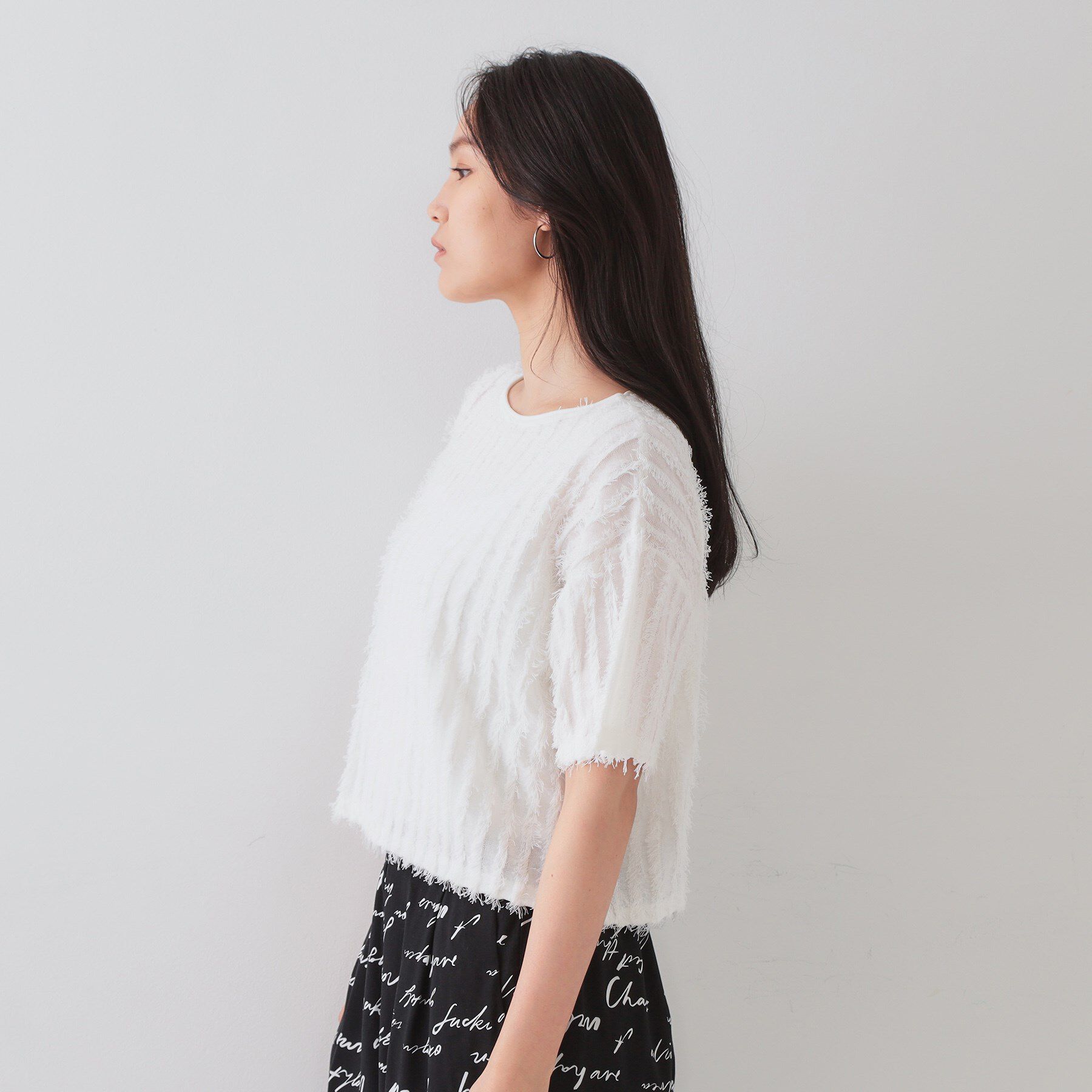 OPAQUE.CLIP「フリンジクロップドニット【洗濯機洗い可/抗ピル】」|ニット・セーター|