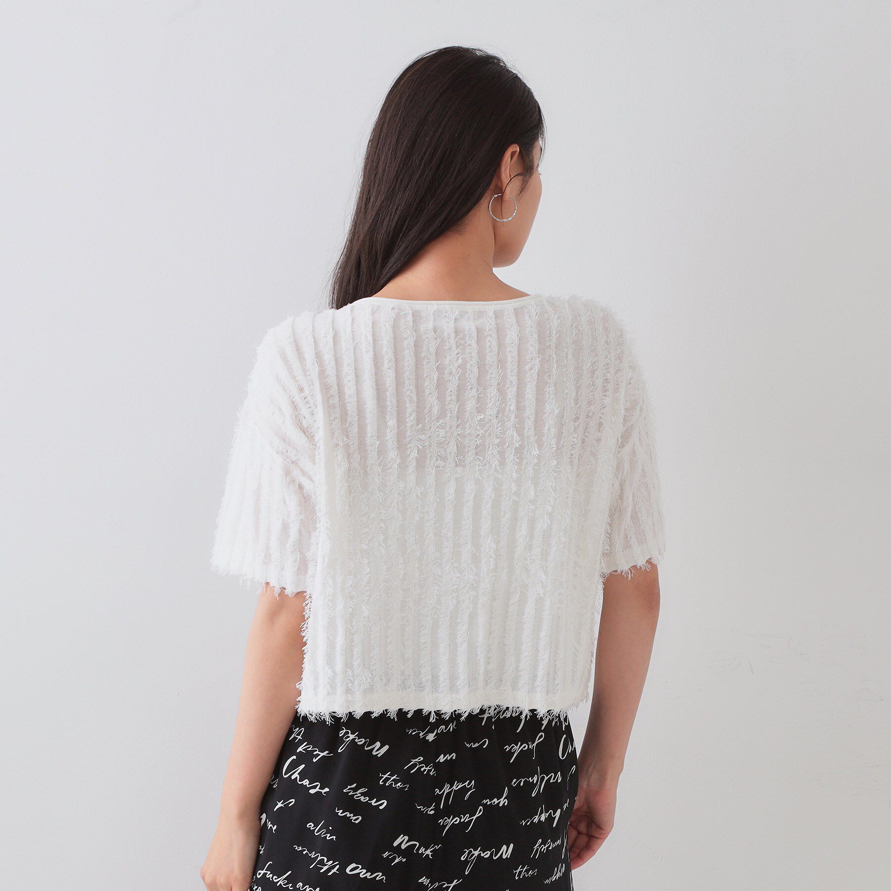 OPAQUE.CLIP「フリンジクロップドニット【洗濯機洗い可/抗ピル】」|ニット・セーター|