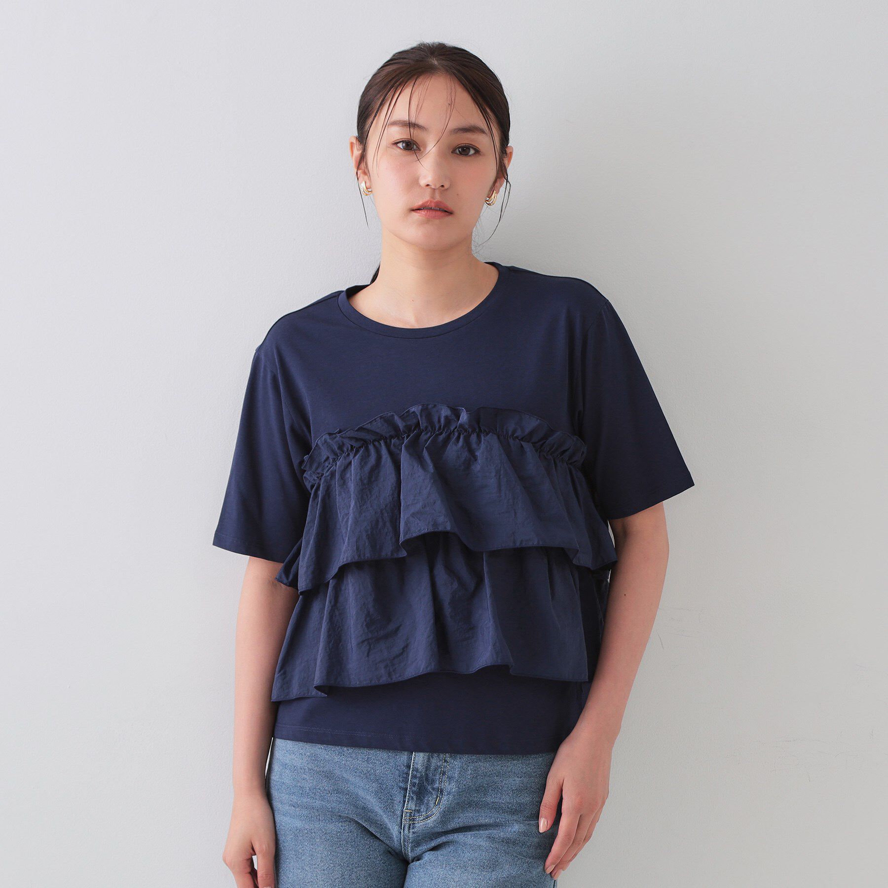 OPAQUE.CLIP「ダブルフリルデザイントップス【洗濯機洗い可】」|Tシャツ・カットソー|