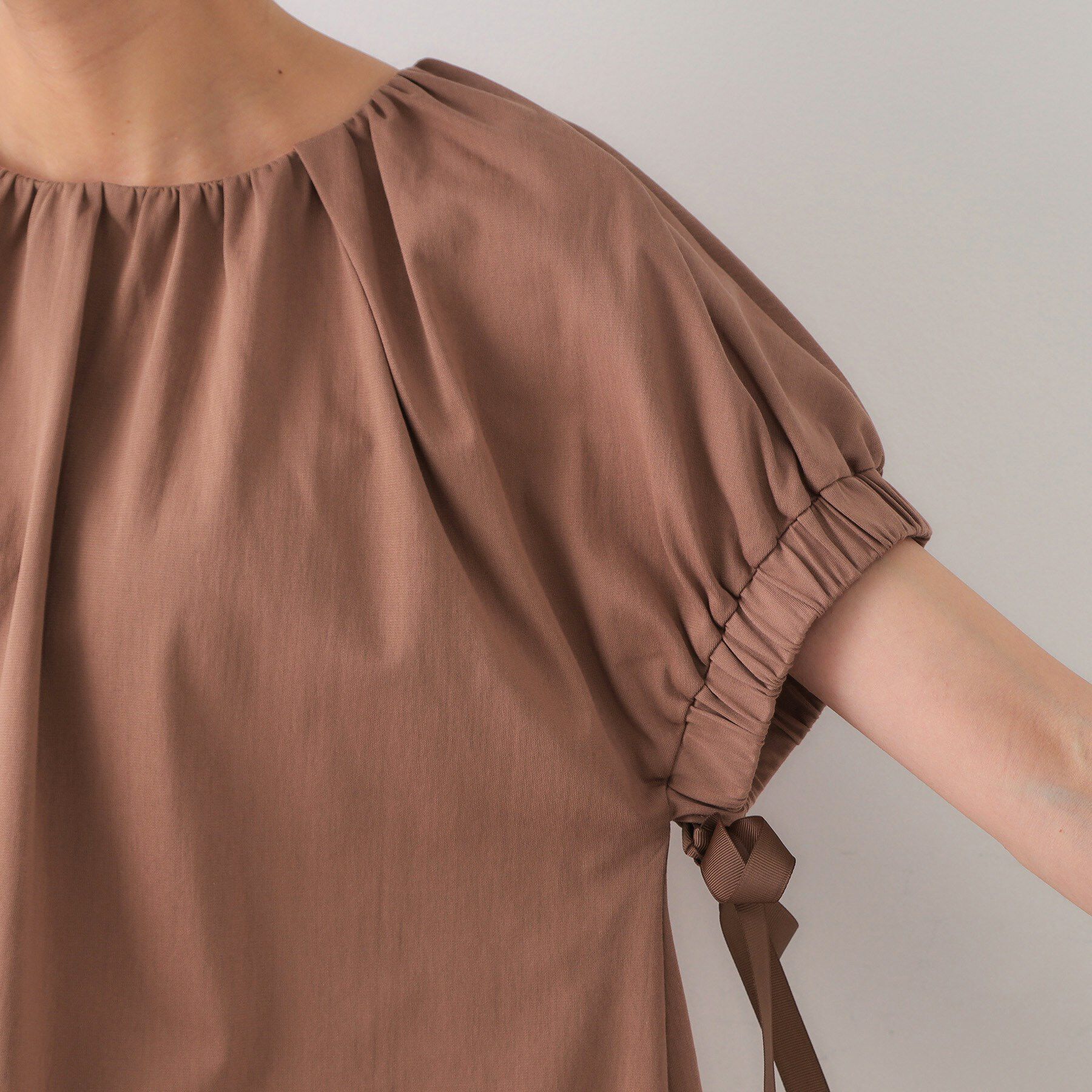 OPAQUE.CLIP「サイドリボンチュニックトップス【洗濯機洗い可】」|Tシャツ・カットソー|