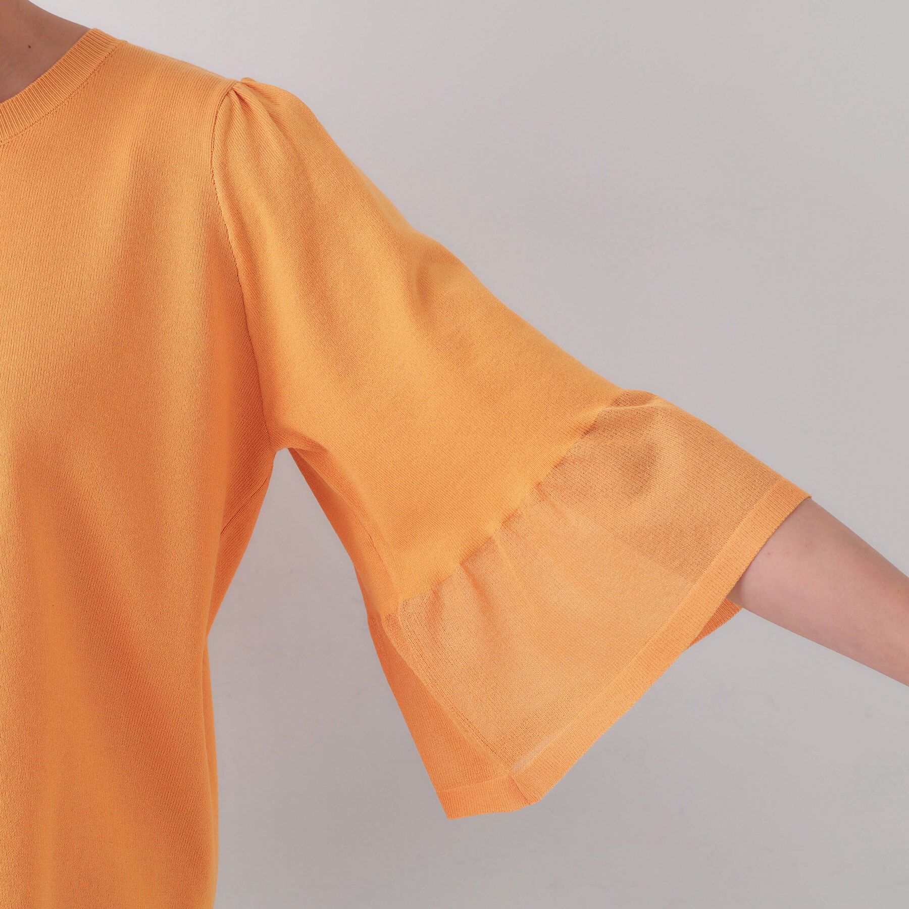 OPAQUE.CLIP「《5色展開》シアーフレアスリーブニット【洗濯機洗い可】」|ニット・セーター|