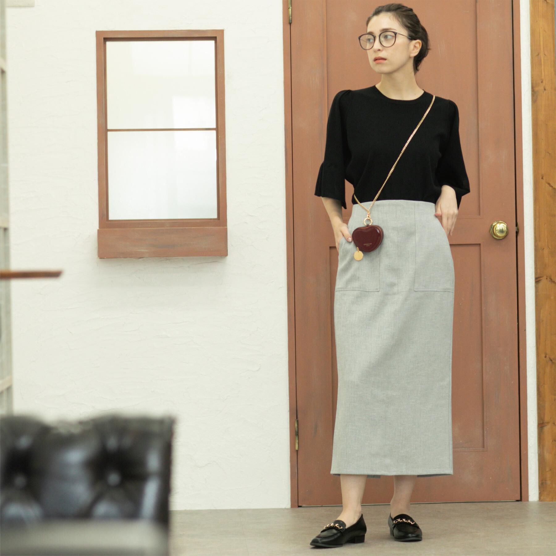 OPAQUE.CLIP「《美人百花掲載》ストレッチリネンライクタイトスカート【洗濯機洗い可】」|スカート|