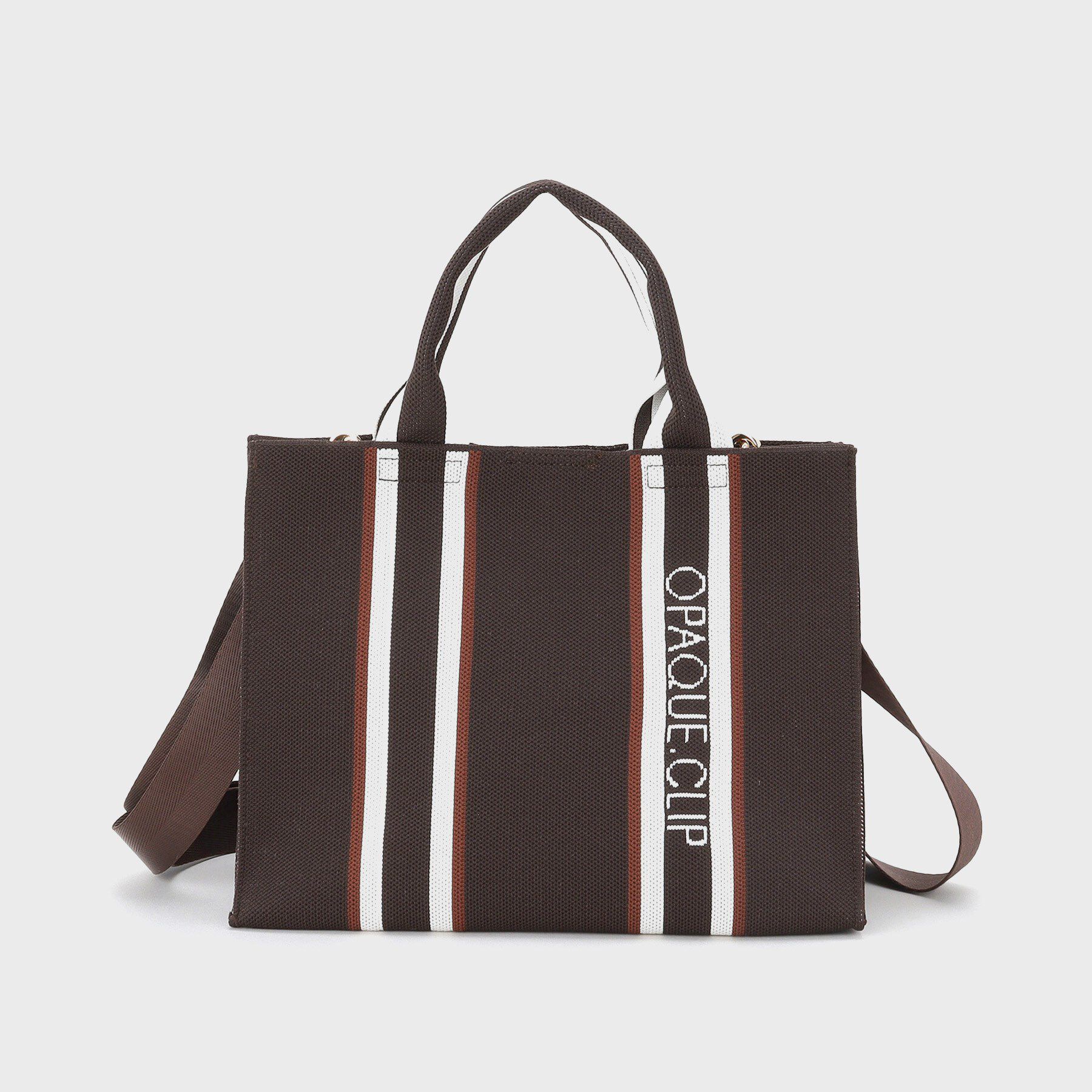 OPAQUE.CLIP「【2WAY】ラインハンドルスクエアニットミドルトートバッグ」|トートバッグ|