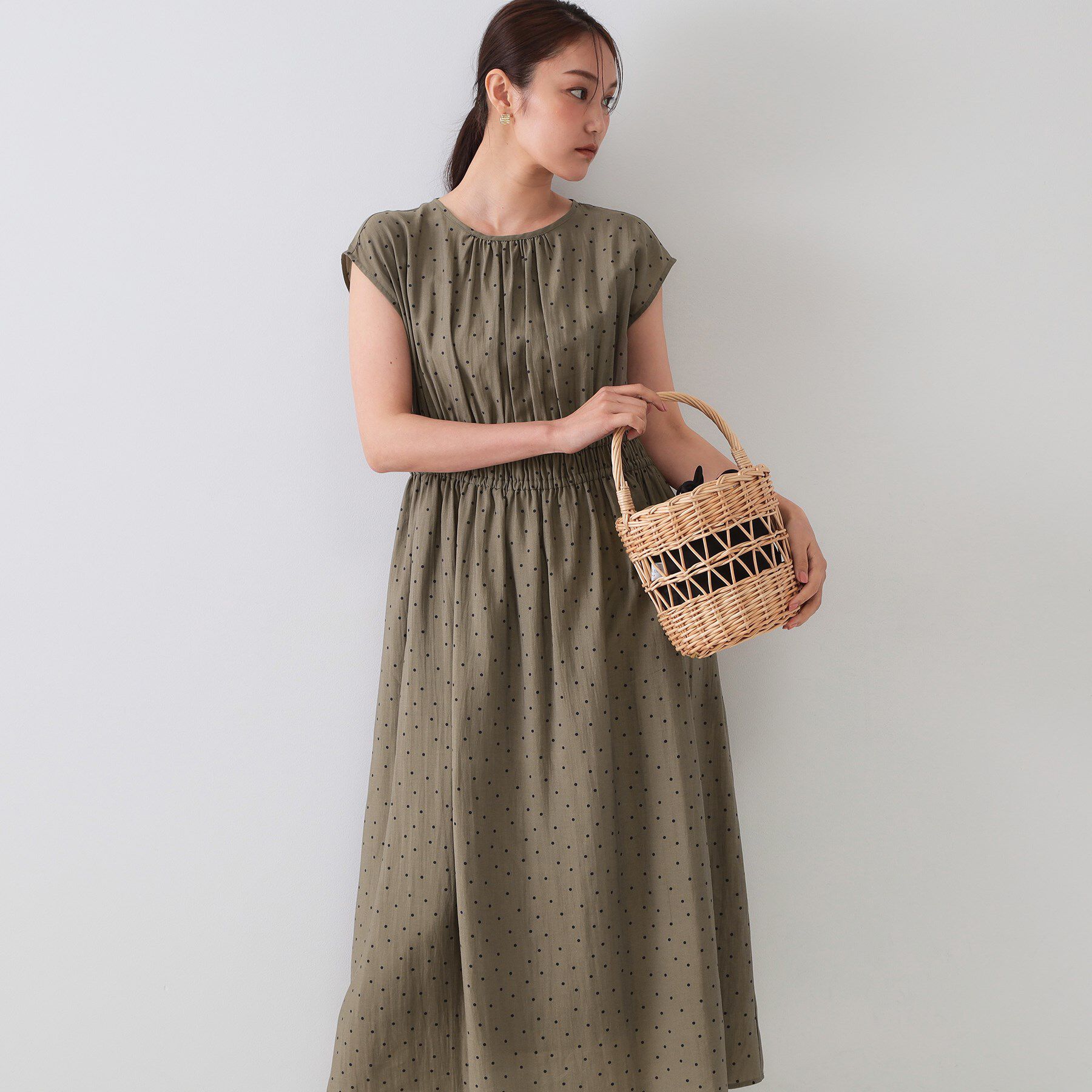 OPAQUE.CLIP「ドットプリントワンピース【洗濯機洗い可】」|ワンピース|モカブラウン(142