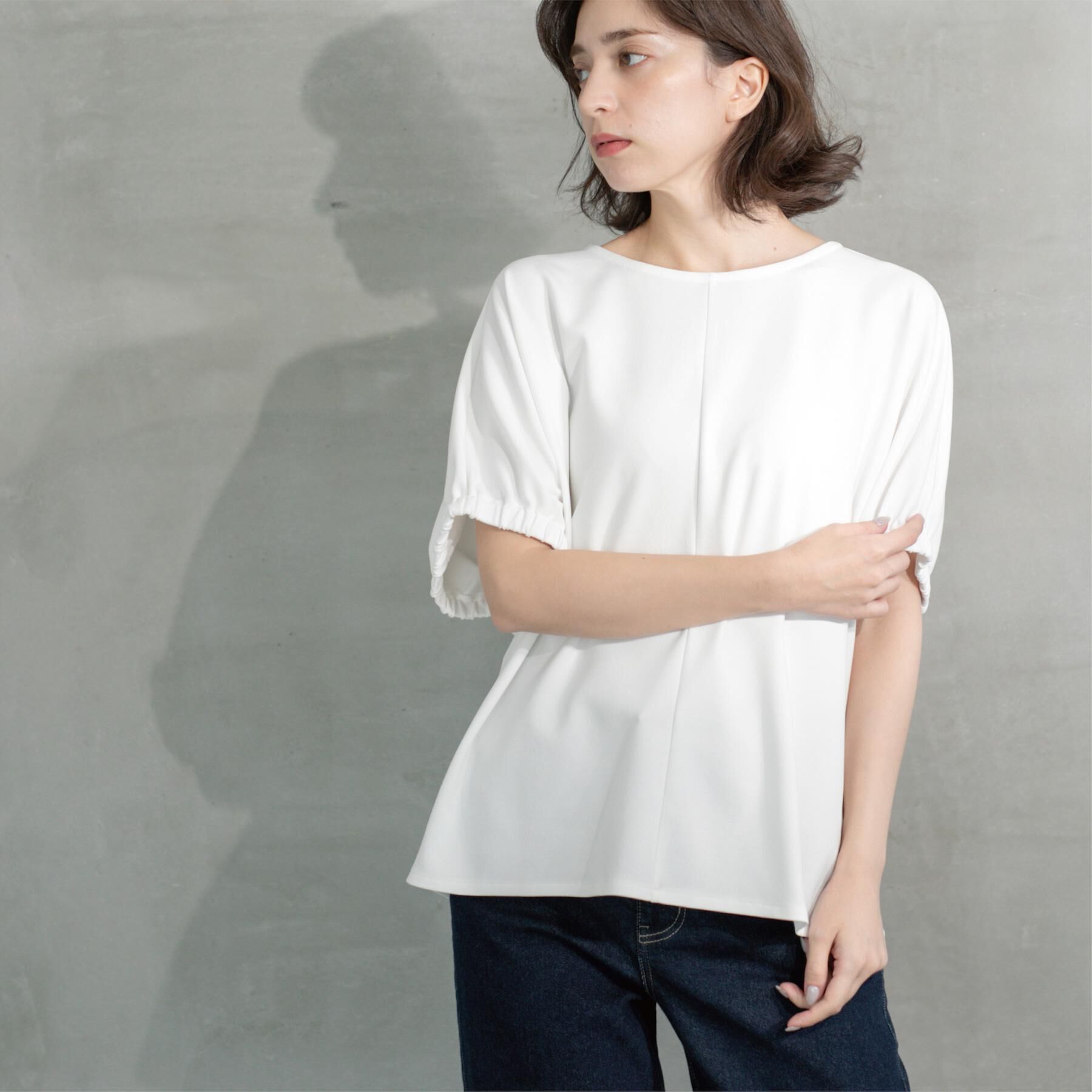 OPAQUE.CLIP「ギャザードルマンスリーブトップス【UV/吸水速乾/洗濯機洗い可】」|Tシャツ・カットソー|