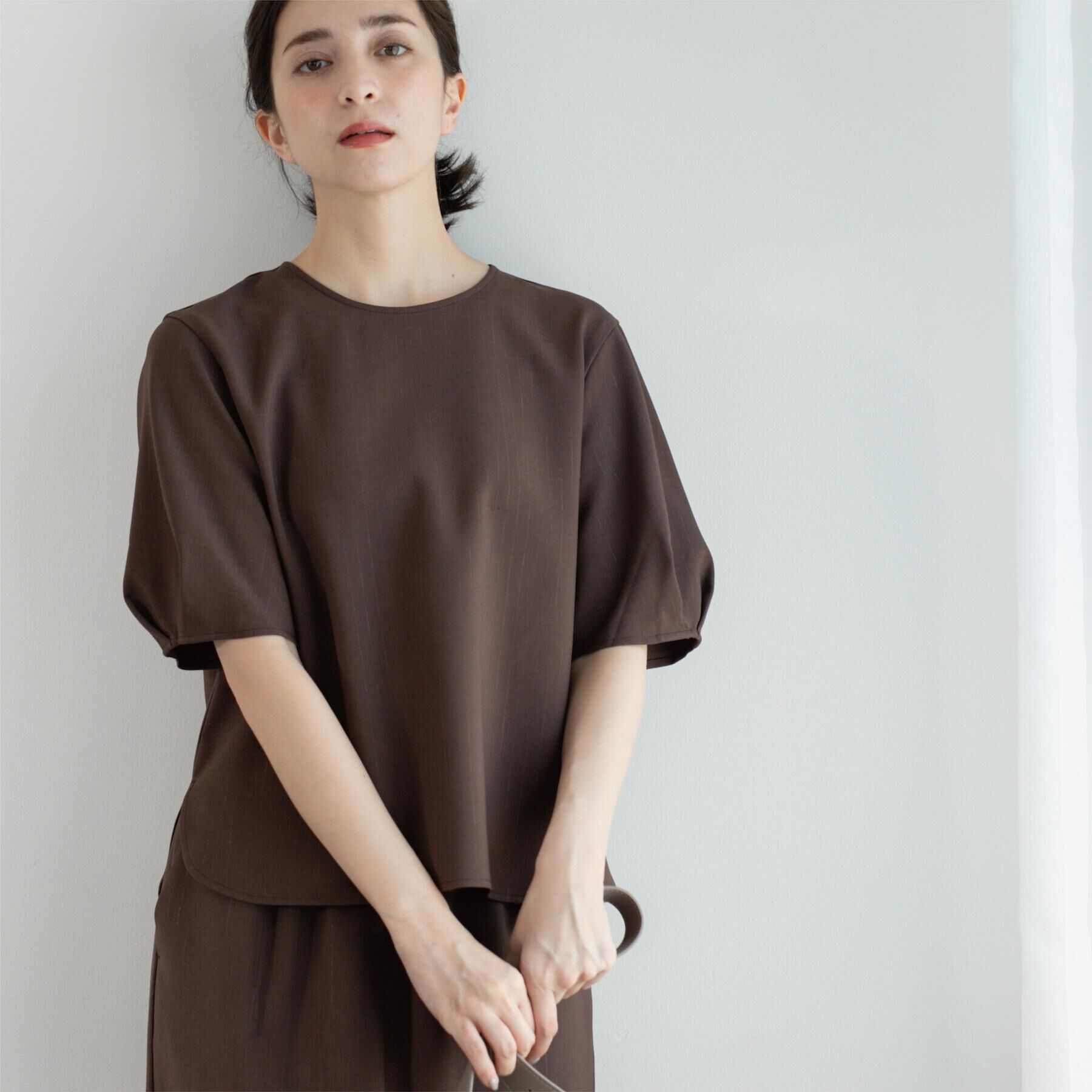 OPAQUE.CLIP「ラメストライプタックスリーブブラウス/セットアップ可【洗濯機洗い可/防シワ/吸水速乾】」|シャツ・ブラウス|