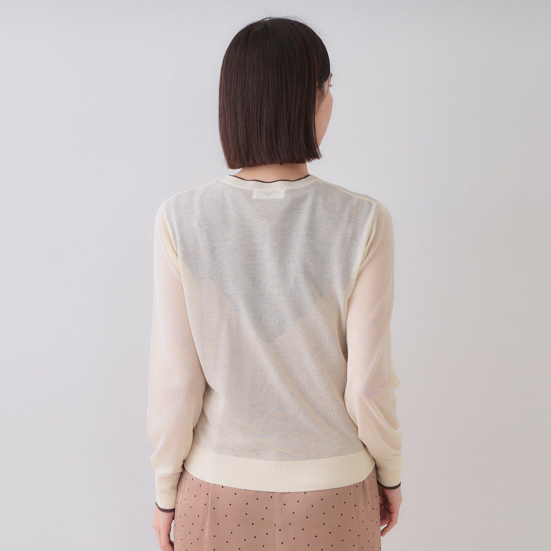 OPAQUE.CLIP「配色シアークルーニットカーディガン【洗濯機洗い可/抗ピル】」|カーディガン|