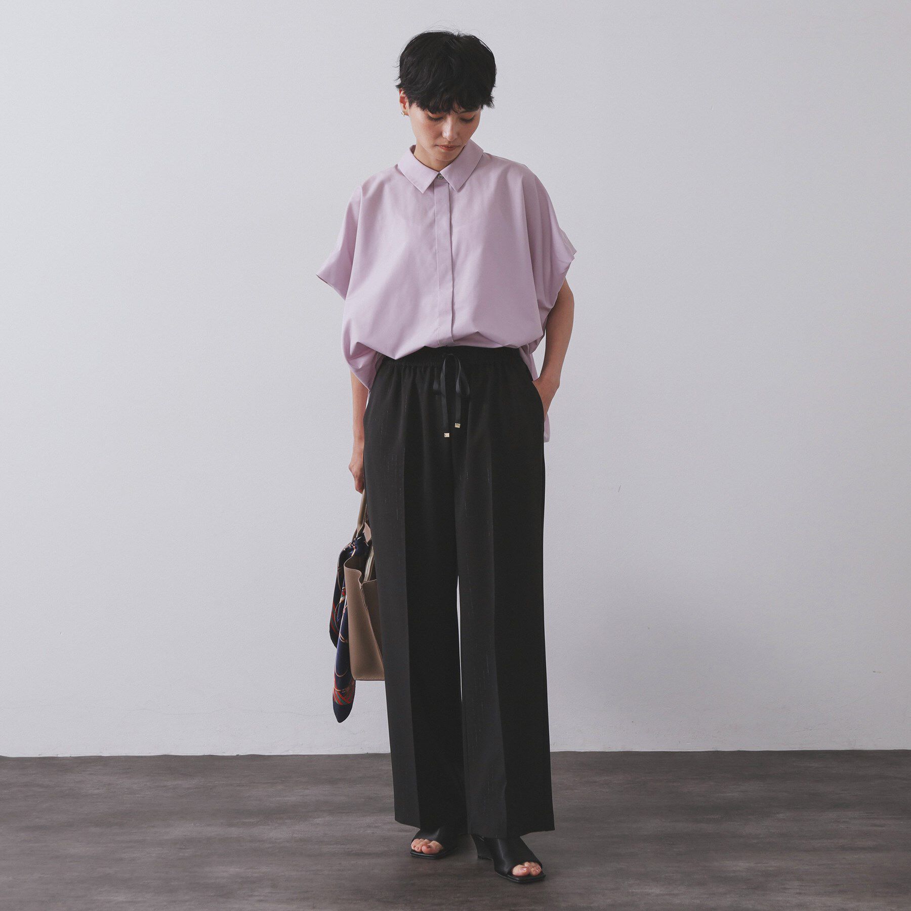 OPAQUE.CLIP「ラメストライプイージーワイドパンツ/セットアップ可【洗濯機洗い可/防シワ/吸水速乾】」|その他|