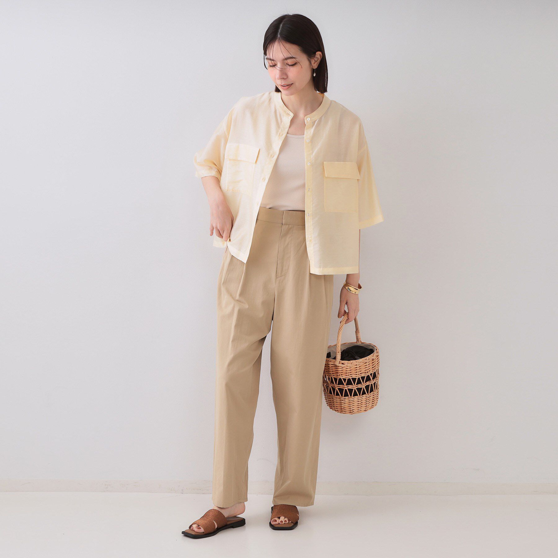 OPAQUE.CLIP「シアーダブルポケットシャツ【洗濯機洗い可】」|シャツ・ブラウス|