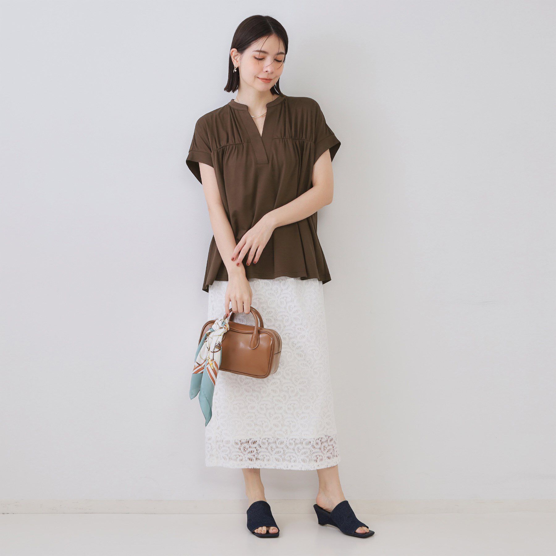 OPAQUE.CLIP「スキッパーフレアカットソー【接触冷感/洗濯機洗い可】」|Tシャツ・カットソー|