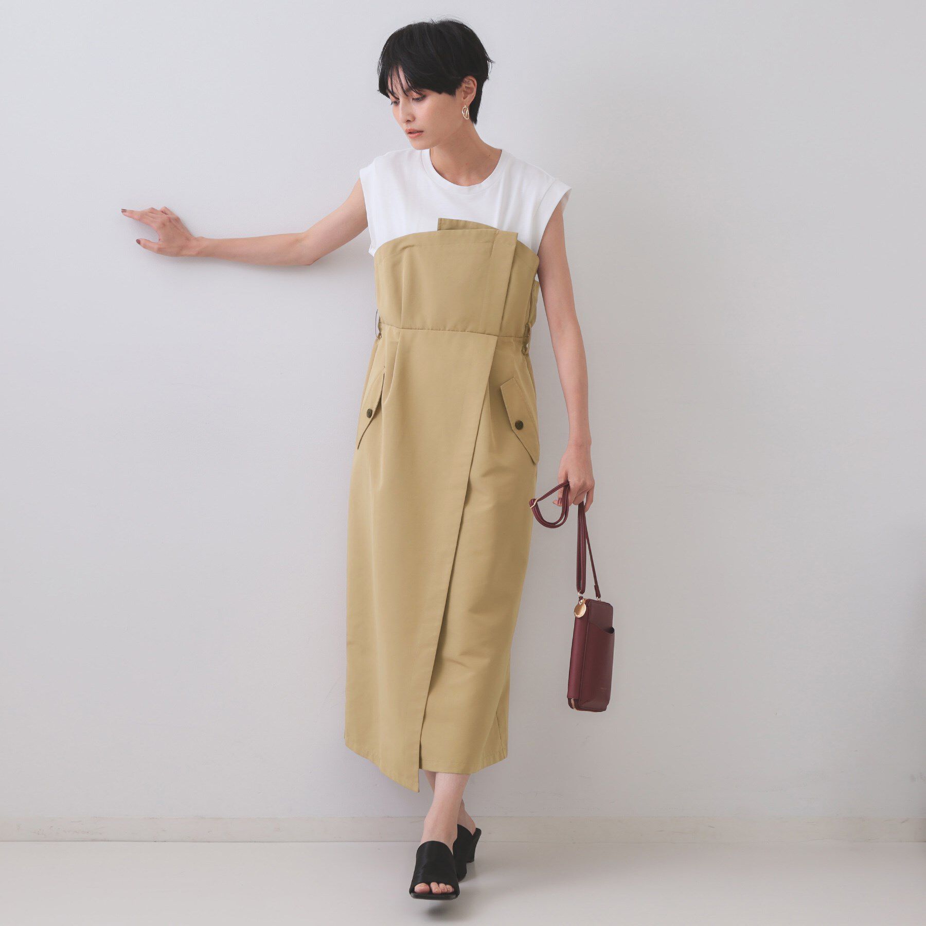 OPAQUE.CLIP「トレンチ風ベアドッキングワンピース【洗濯機洗い可】」|ワンピース|