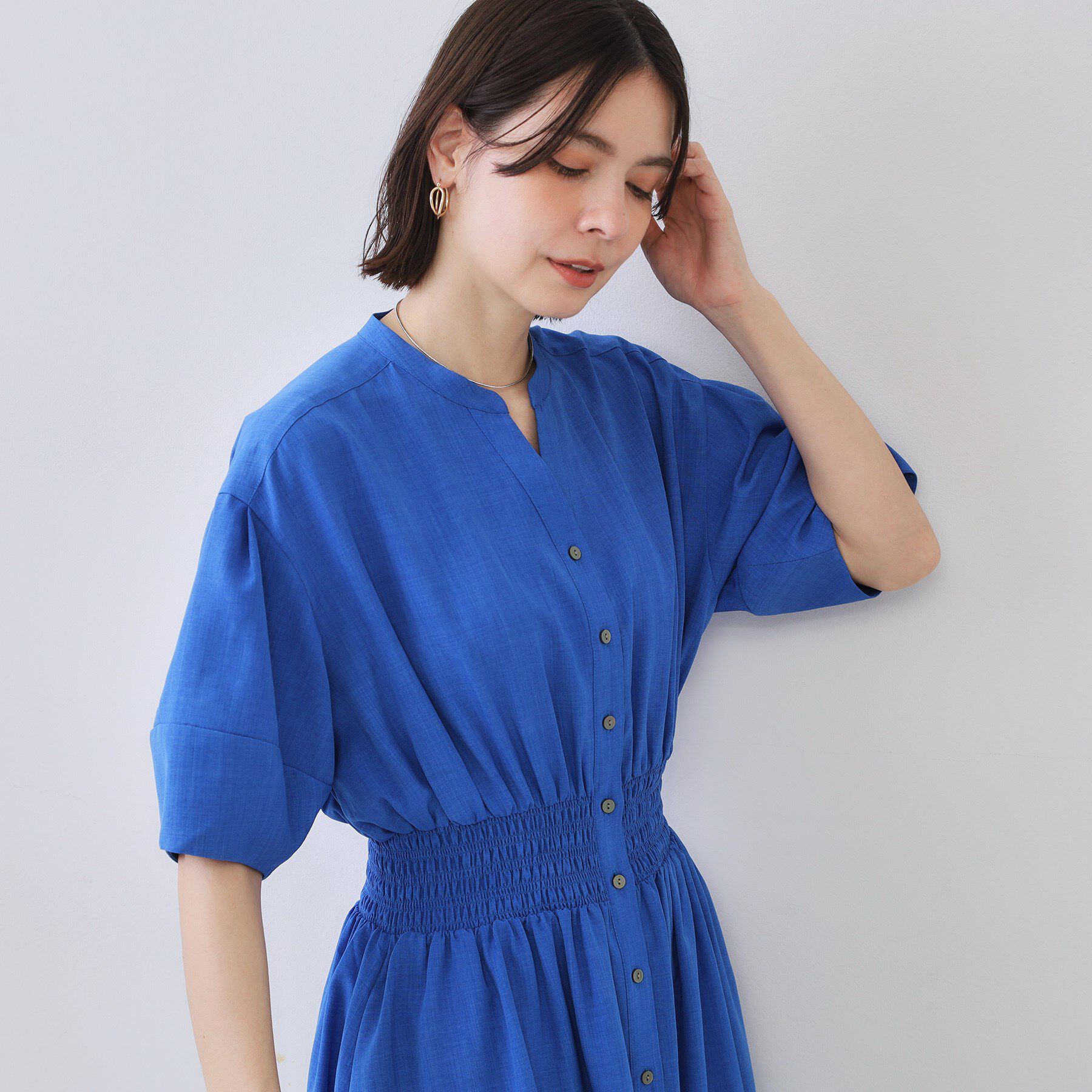 OPAQUE.CLIP「リネンライクスキッパーフィット＆フレアワンピース【洗濯機洗い可】」|ワンピース|