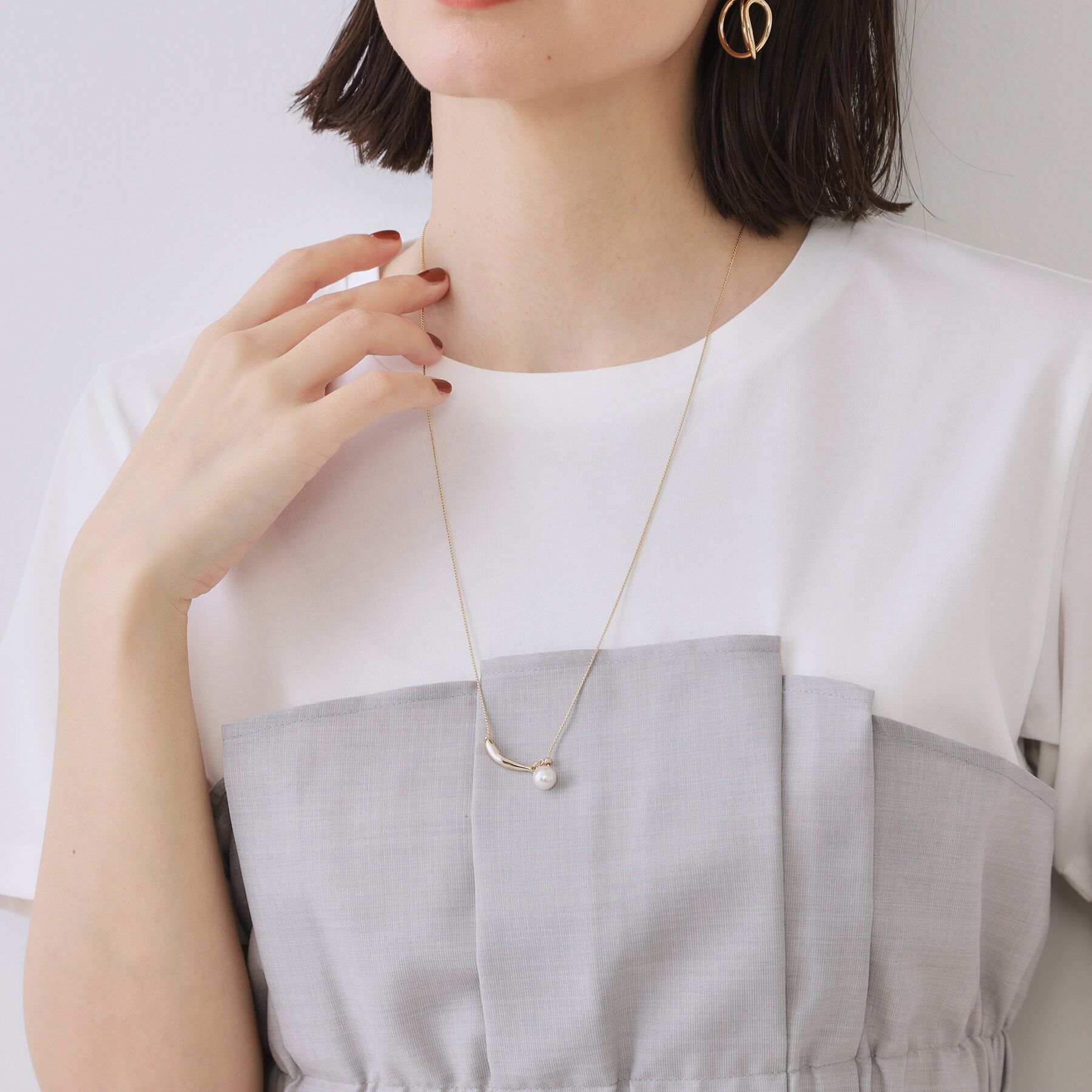 OPAQUE.CLIP「ニュアンスバー&times;フェイクパール　スライドネックレス」|ネックレス|