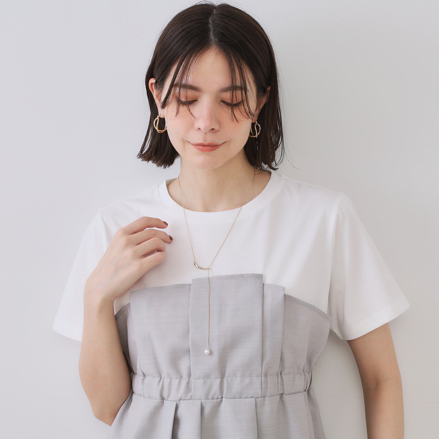 OPAQUE.CLIP「ニュアンスバー&times;フェイクパール　スライドネックレス」|ネックレス|