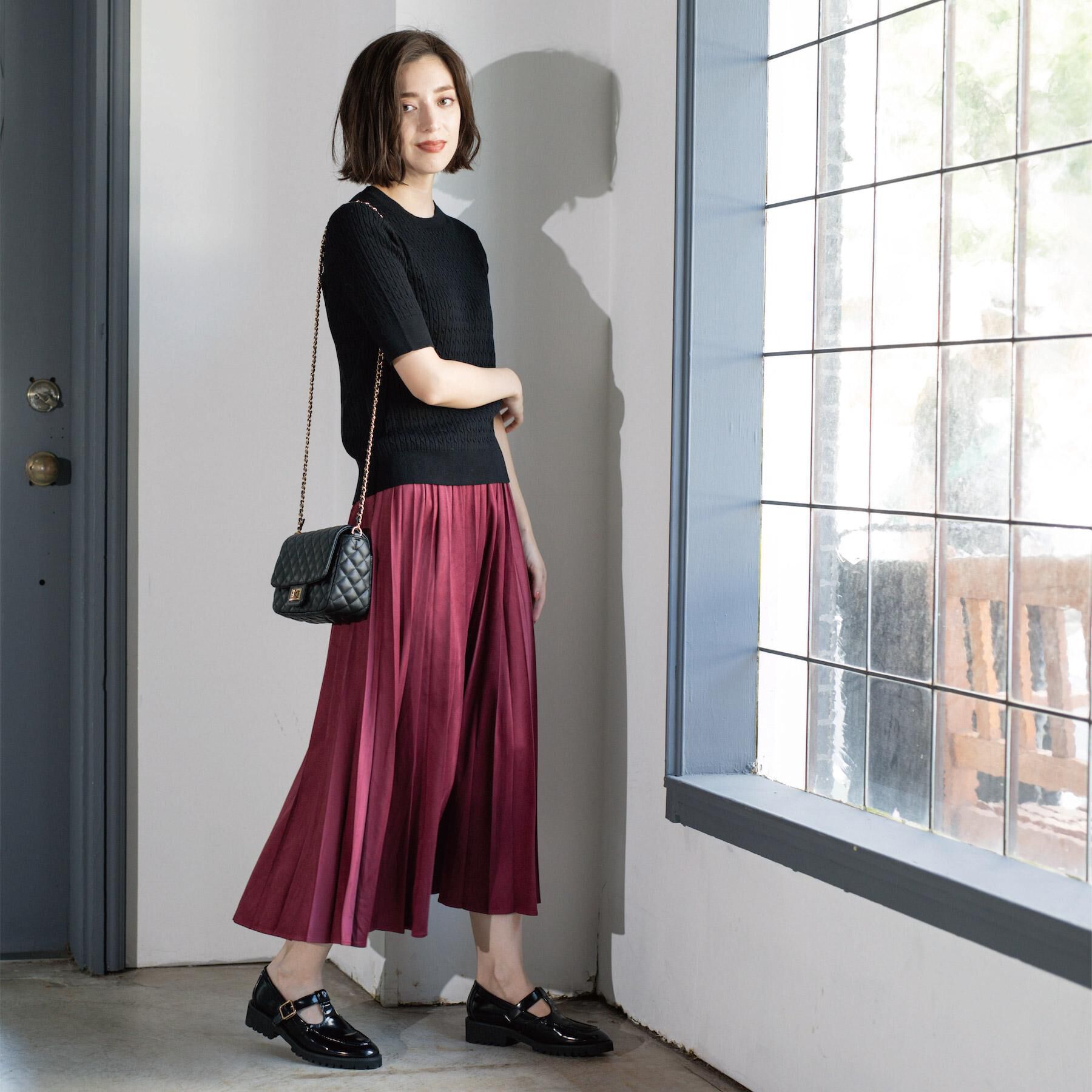 OPAQUE.CLIP「ケーブルハーフスリーブニット【UVケア/洗濯機OK】《6col/S～LL》」|ニット・セーター|