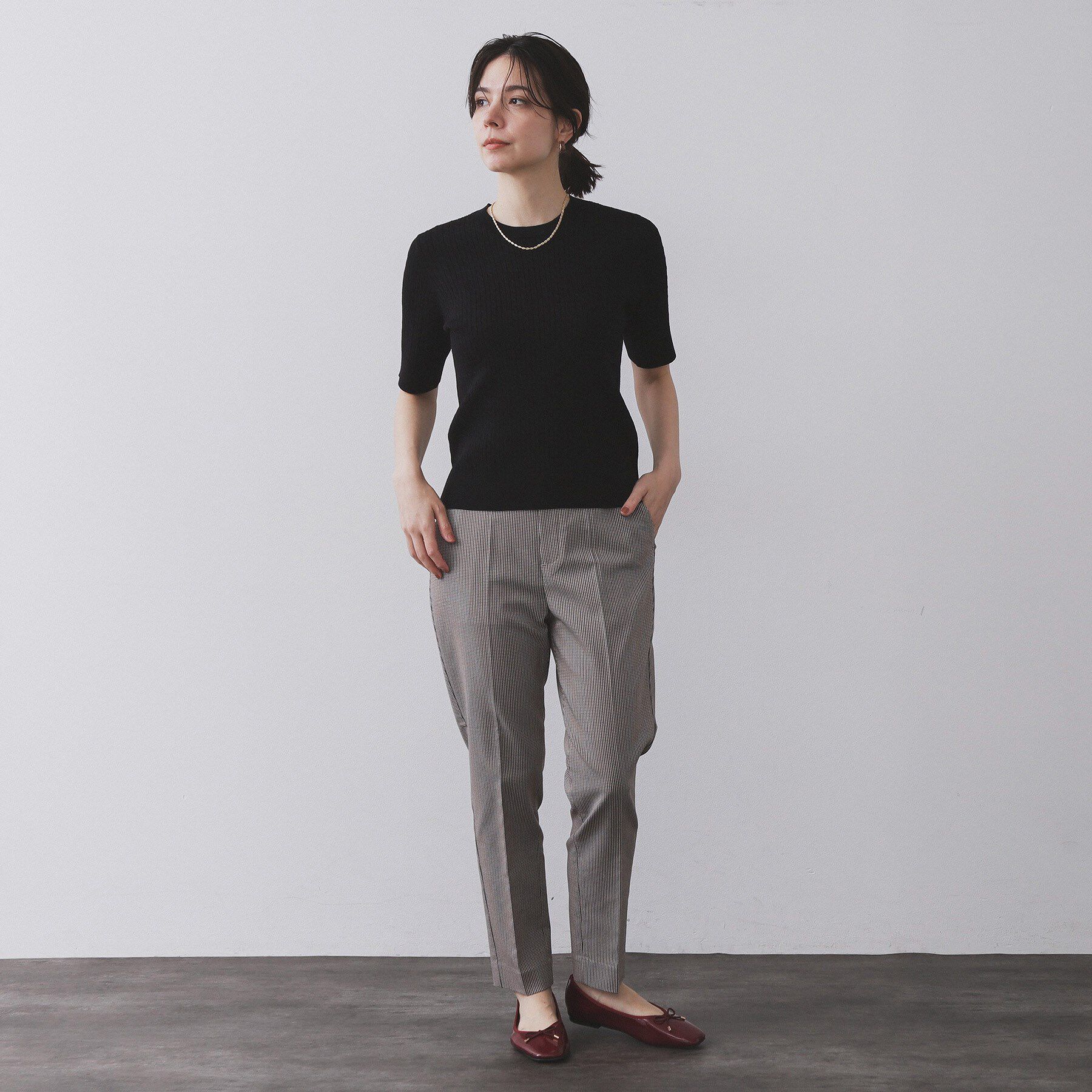 OPAQUE.CLIP「ケーブルハーフスリーブニット【UVケア/洗濯機OK】《6col/S～LL》」|ニット・セーター|