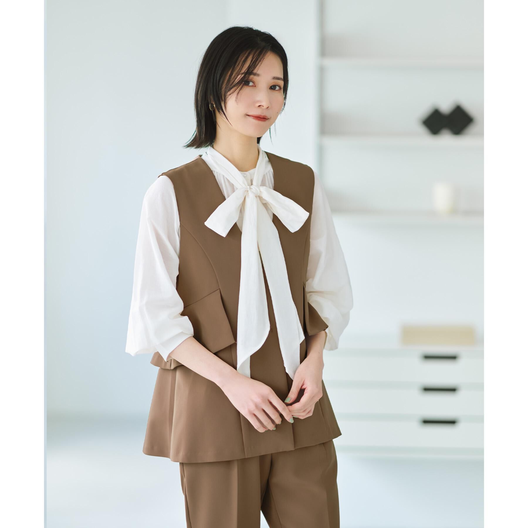 OPAQUE.CLIP「フリルペプラムジレ/セットアップ対応可【洗濯機洗い可】」|ベスト・ジレ|