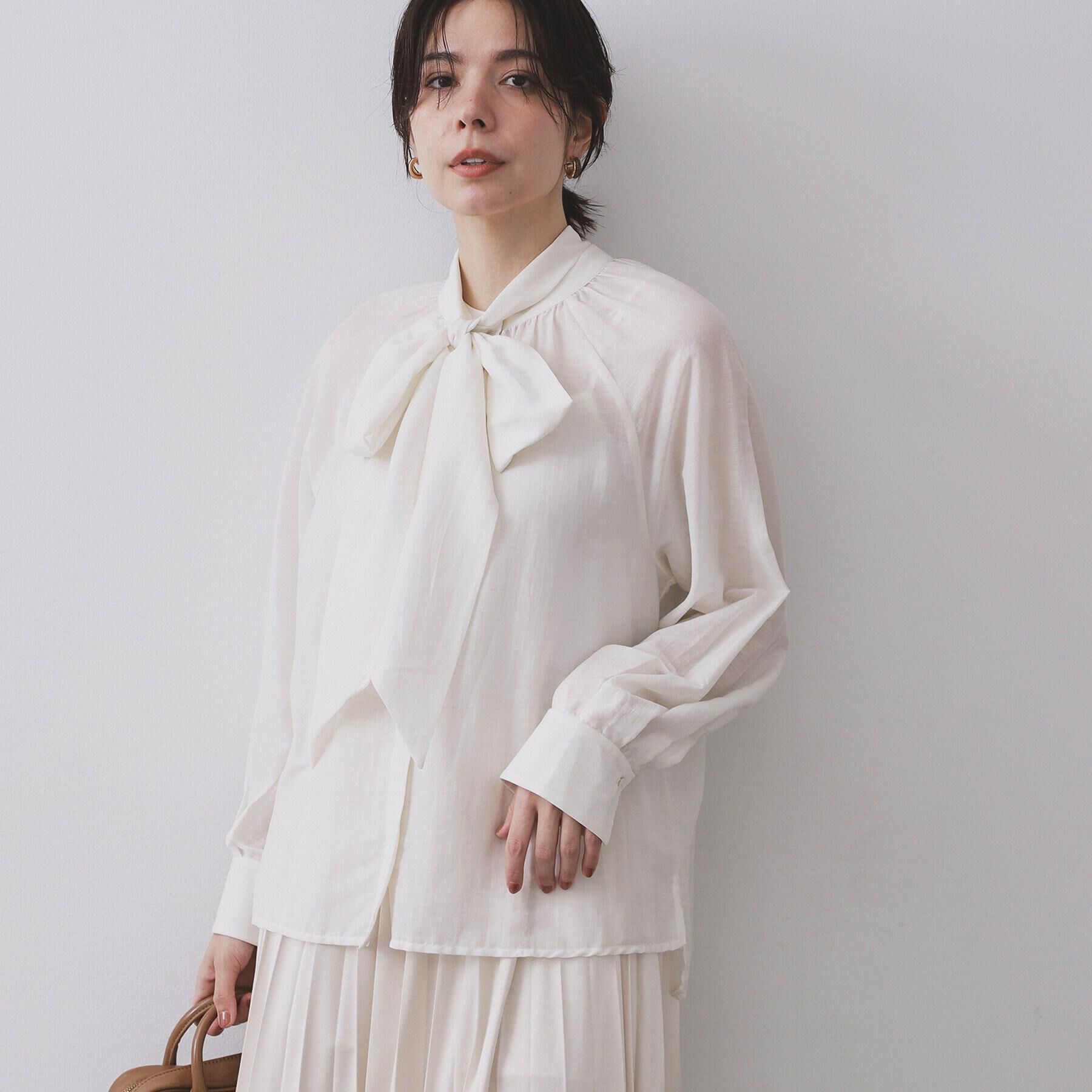 OPAQUE.CLIP「《BAILA掲載》2WAYシアーボウタイブラウス【洗濯機洗い可】」|シャツ・ブラウス|