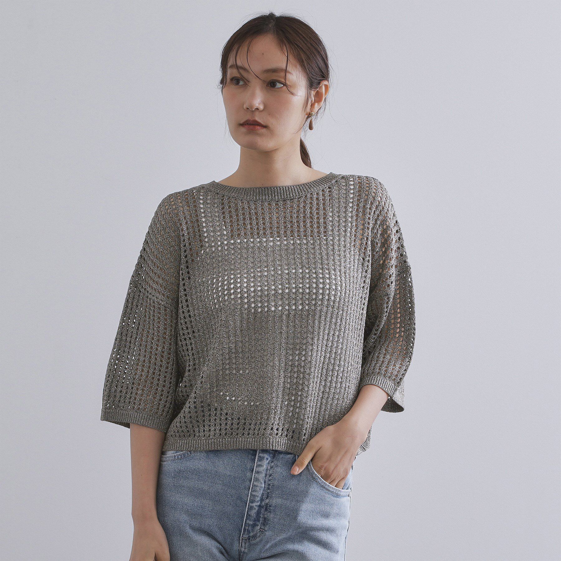 OPAQUE.CLIP「2WAY ラメメッシュニット【洗濯機洗い可/抗ピル】」|ニット・セーター|