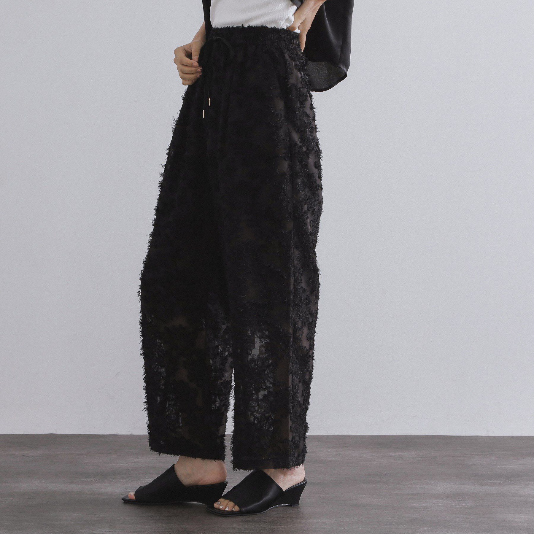 OPAQUE.CLIP「フリンジジャカードイージーパンツ【洗濯機洗い可】」|その他|