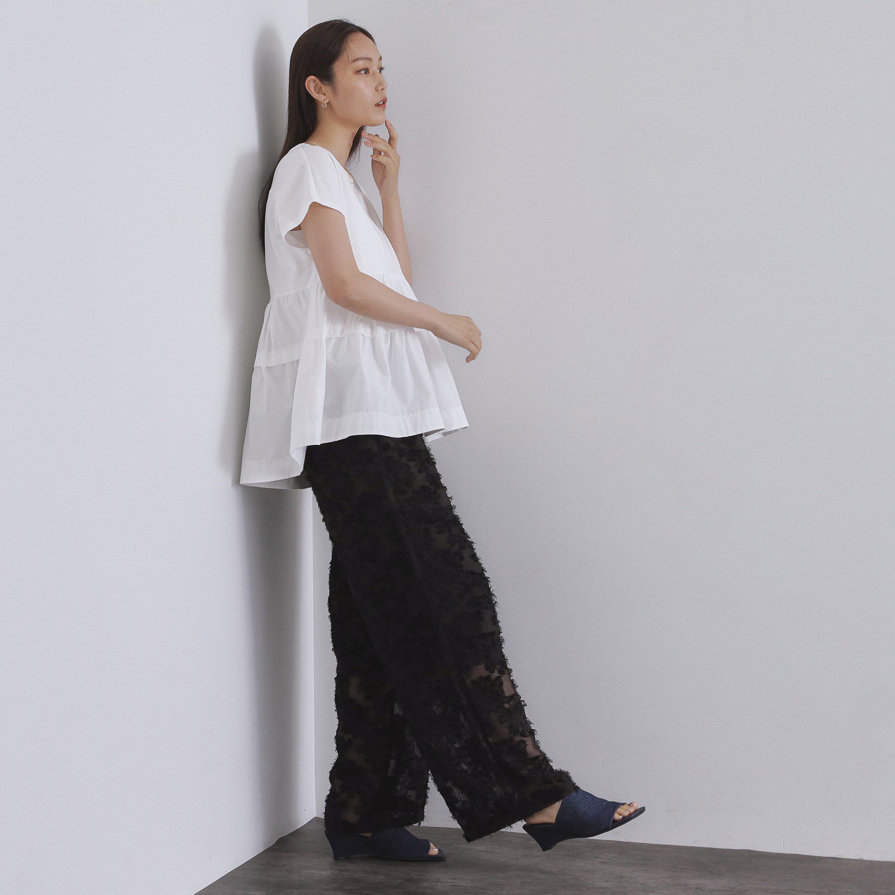 OPAQUE.CLIP「フリンジジャカードイージーパンツ【洗濯機洗い可】」|その他|