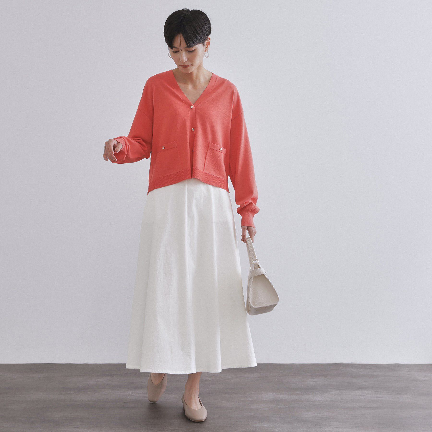 OPAQUE.CLIP「コットンライクフレアスカート【洗濯機洗い可】」|スカート|