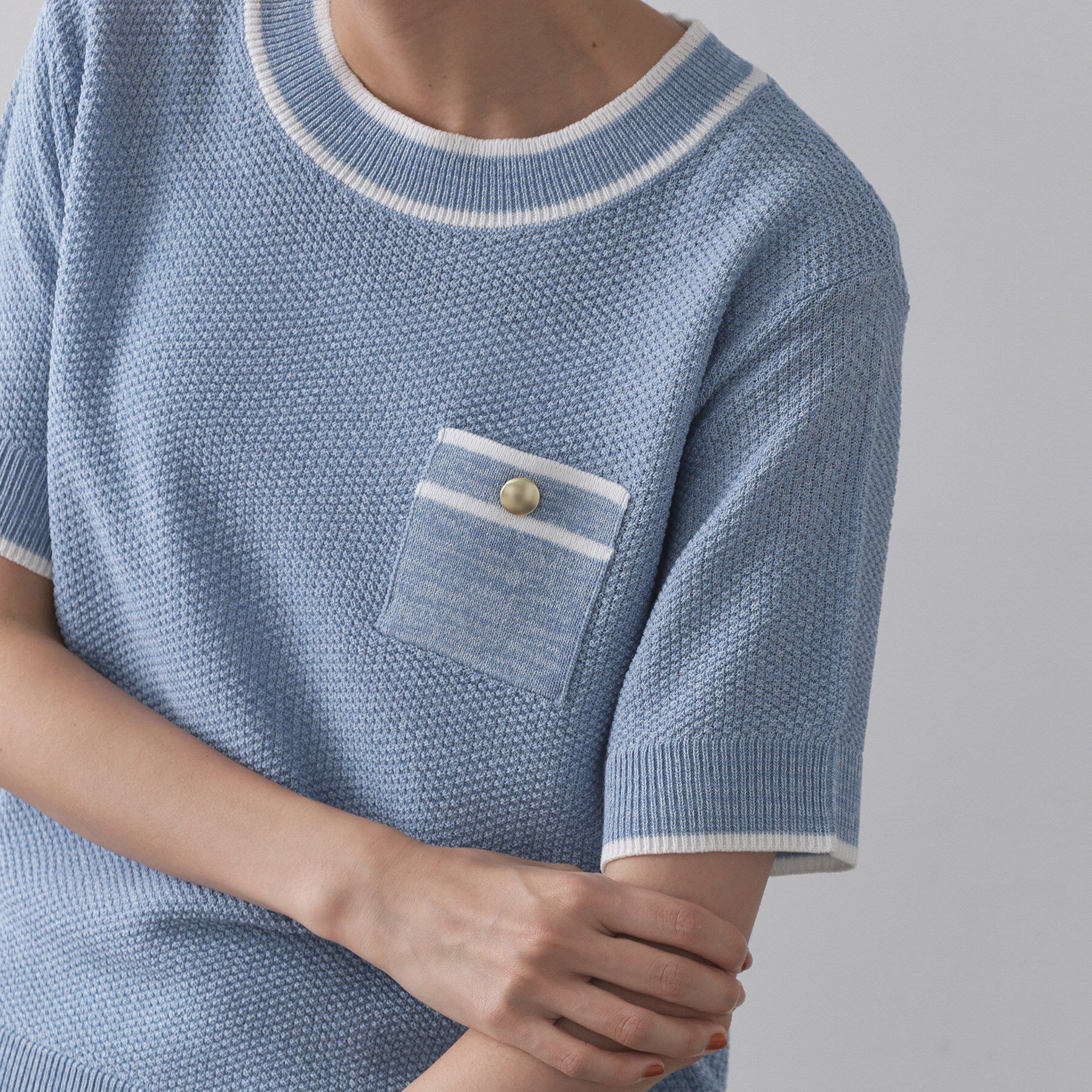 OPAQUE.CLIP「ツイードライクポケット付きニット【洗濯機洗い可/抗ピル】」|ニット・セーター|