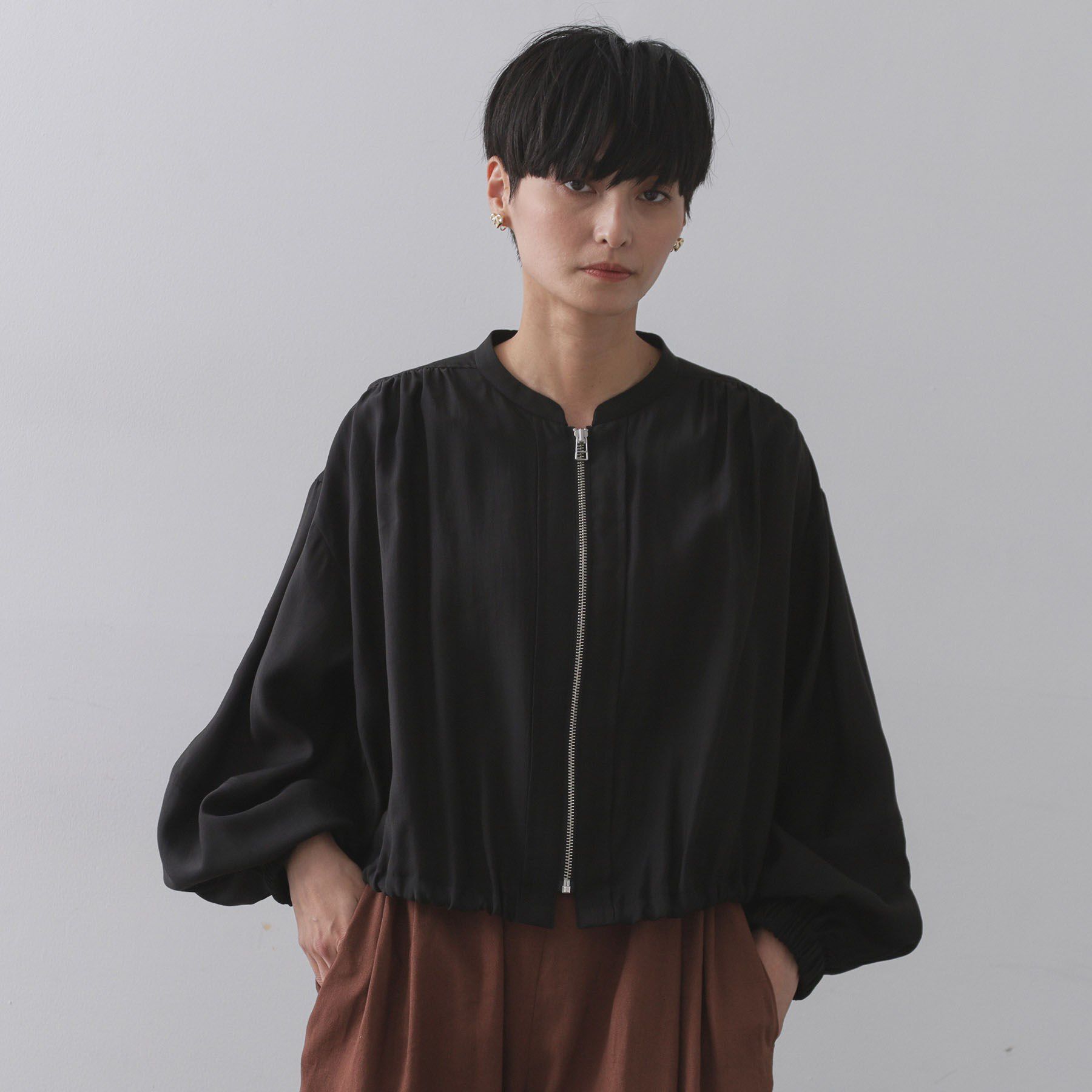 OPAQUE.CLIP「シアーランタンスリーブブルゾン【洗濯機洗い可】」|ブルゾン・スタジャン|