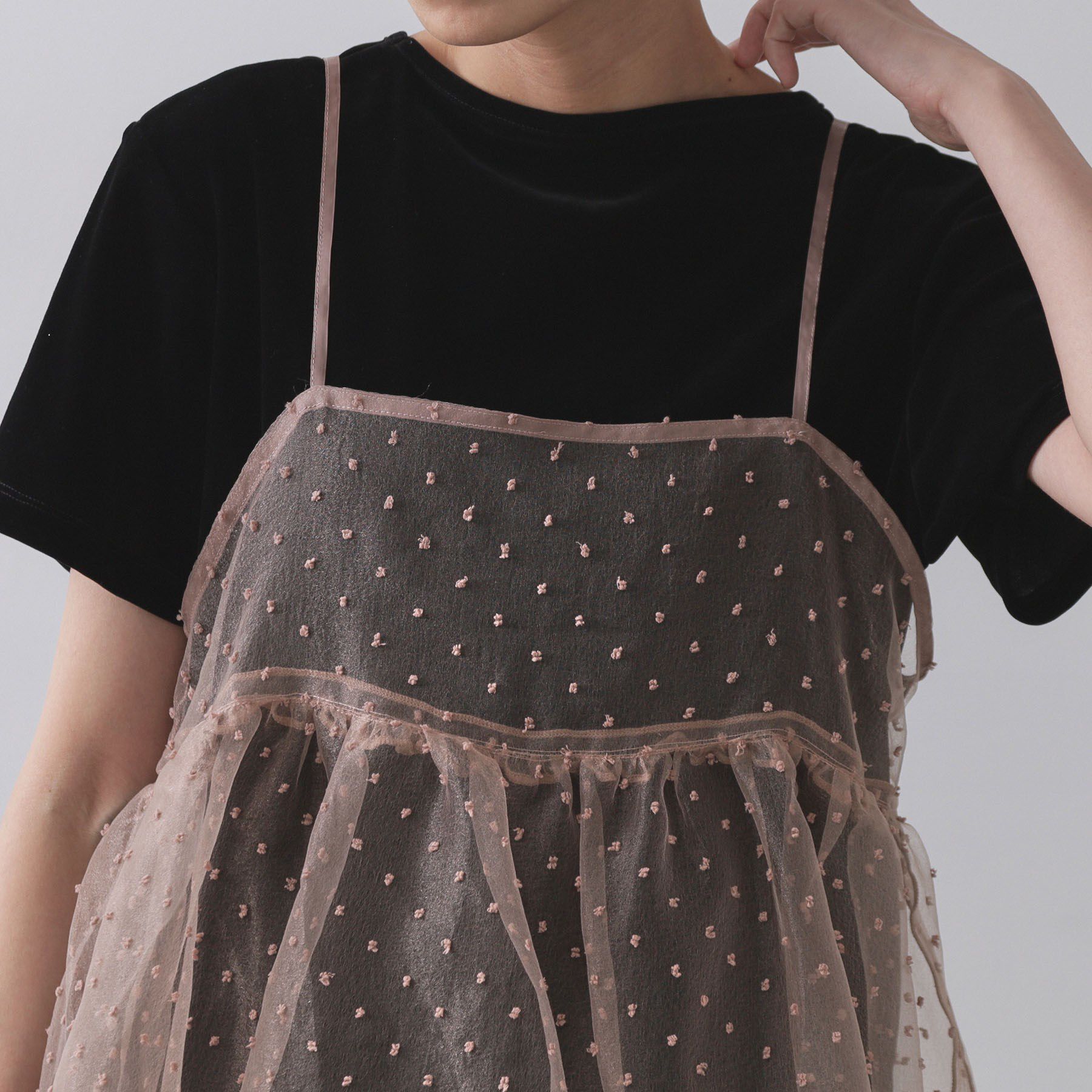 OPAQUE.CLIP「シアードットレイヤードキャミワンピース【洗濯機洗い可】」|ワンピース|