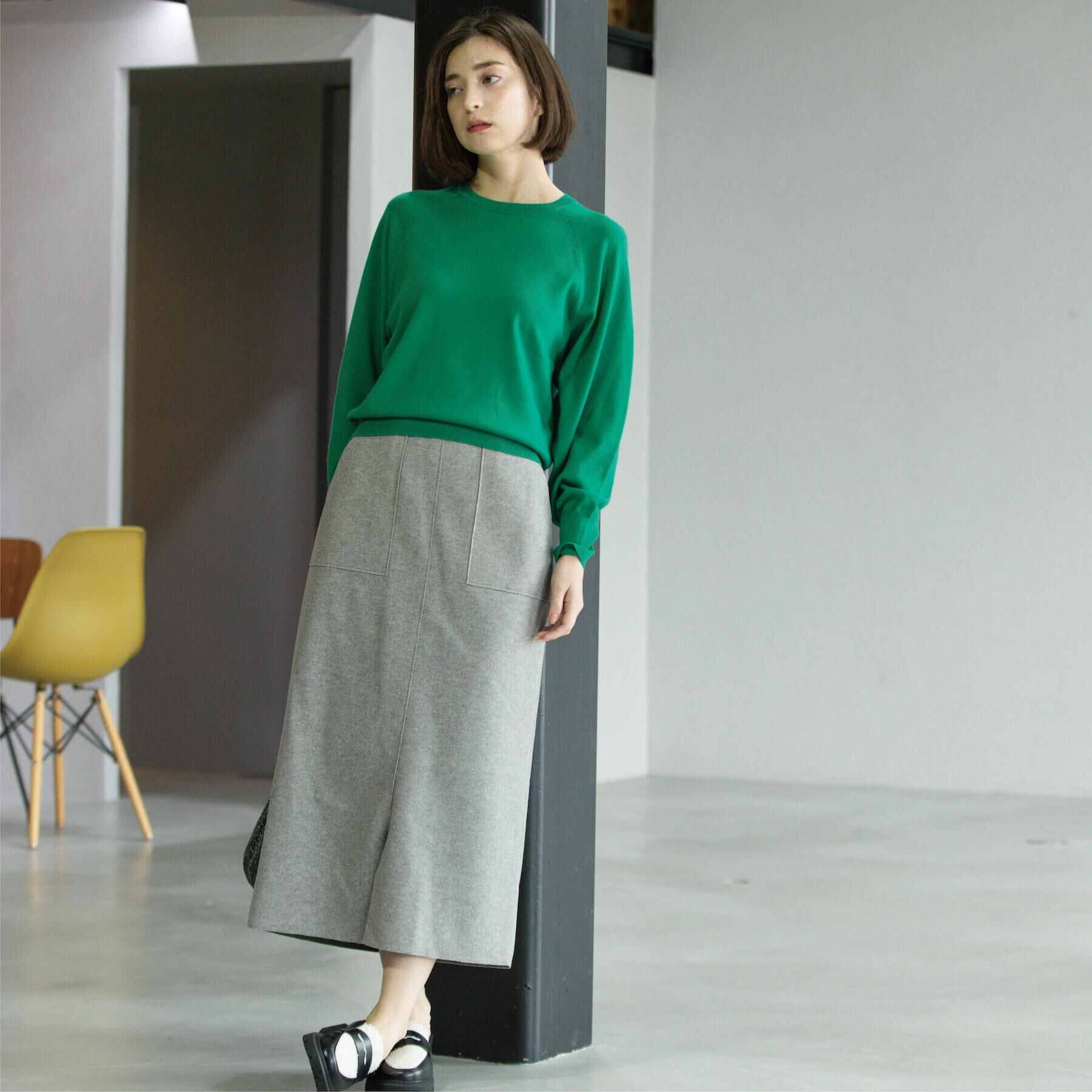 OPAQUE.CLIP「ラグランクルーネックニット/エクストラファインメリノウール【THEシリーズ/洗濯機OK】《6col/」|ニット・セーター|