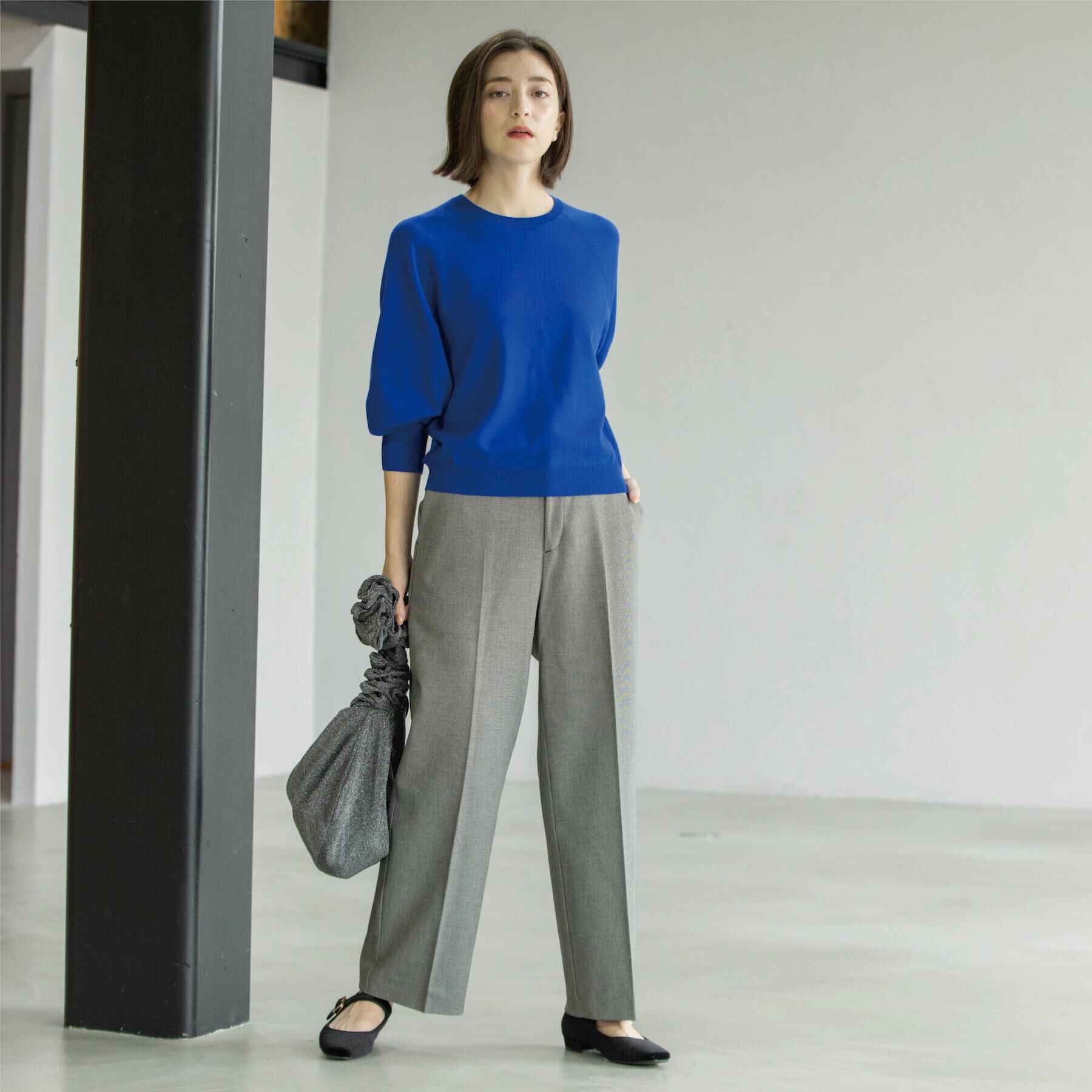 OPAQUE.CLIP「ラグランクルーネックニット/エクストラファインメリノウール【THEシリーズ/洗濯機OK】《6col/」|ニット・セーター|