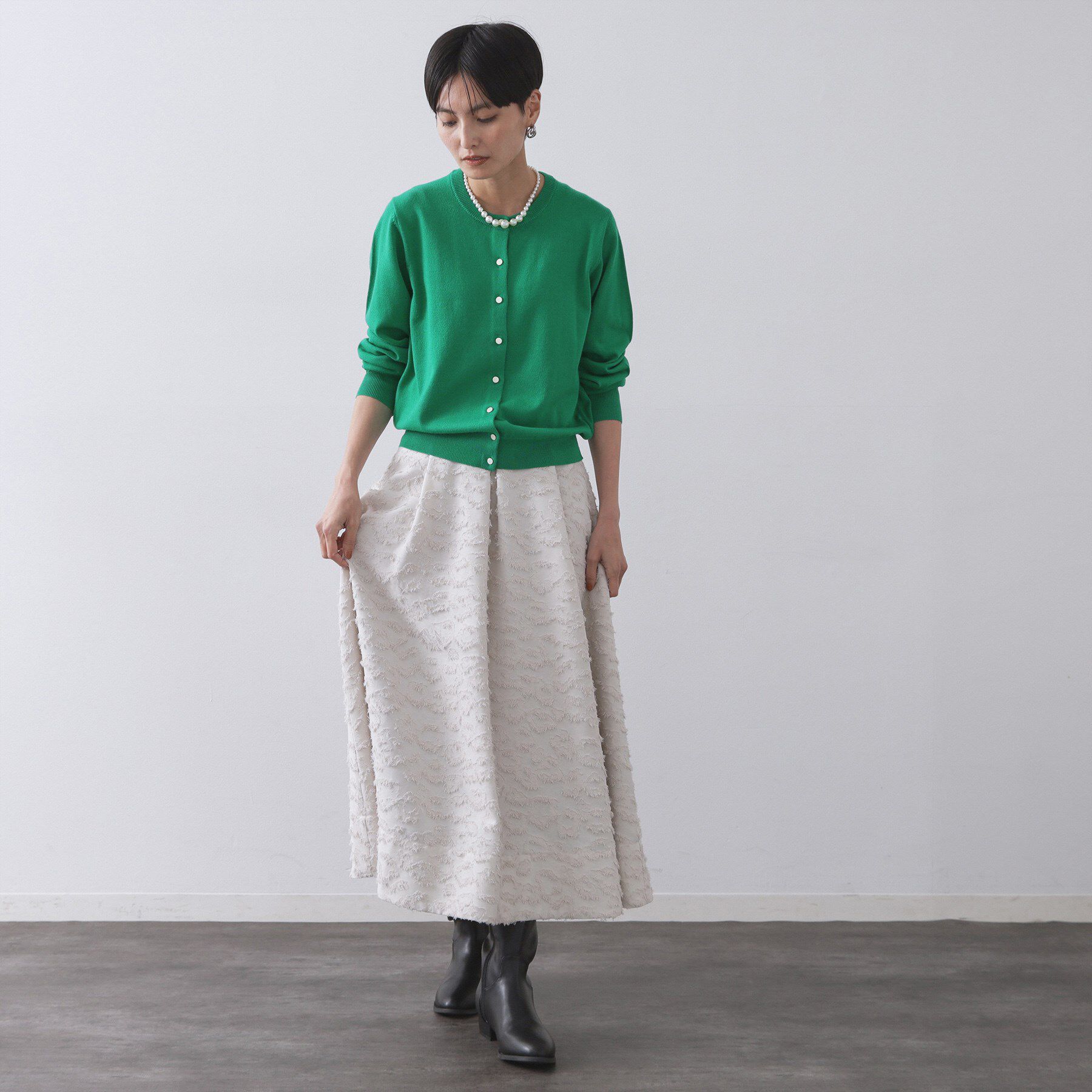 OPAQUE.CLIP「クルーニットカーディガン/エクストラファインメリノウール【THEシリーズ/洗濯機OK】」|カーディガン|