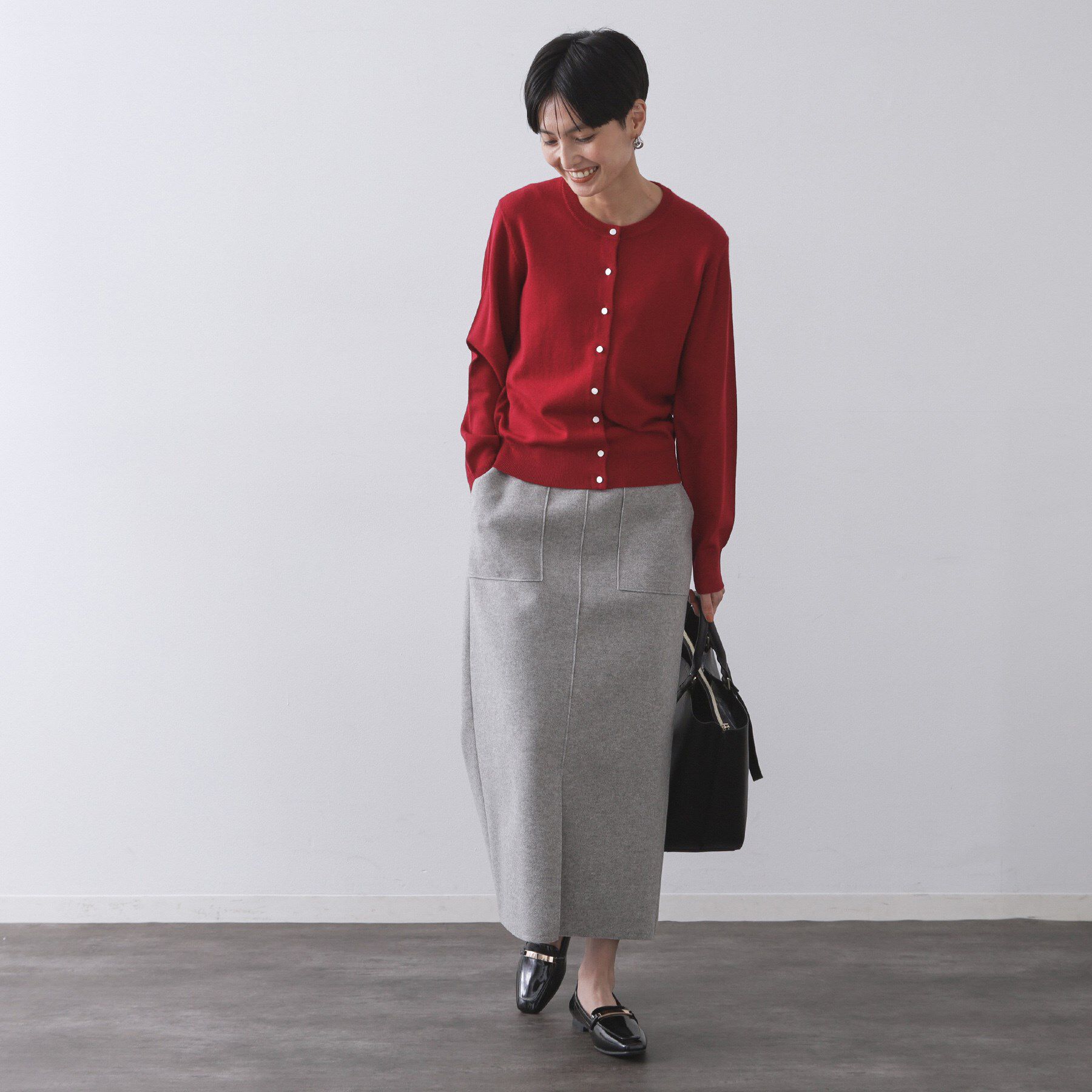 OPAQUE.CLIP「クルーニットカーディガン/エクストラファインメリノウール【THEシリーズ/洗濯機OK】」|カーディガン|