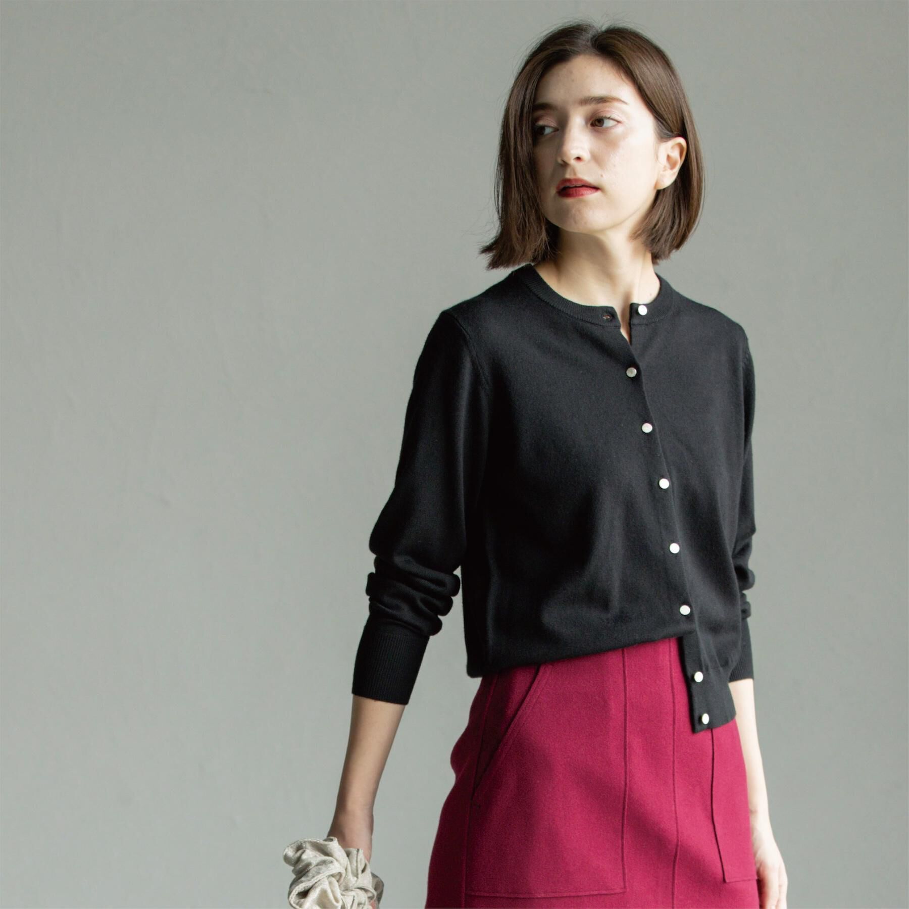 OPAQUE.CLIP「クルーニットカーディガン/エクストラファインメリノウール【THEシリーズ/洗濯機OK】」|カーディガン|