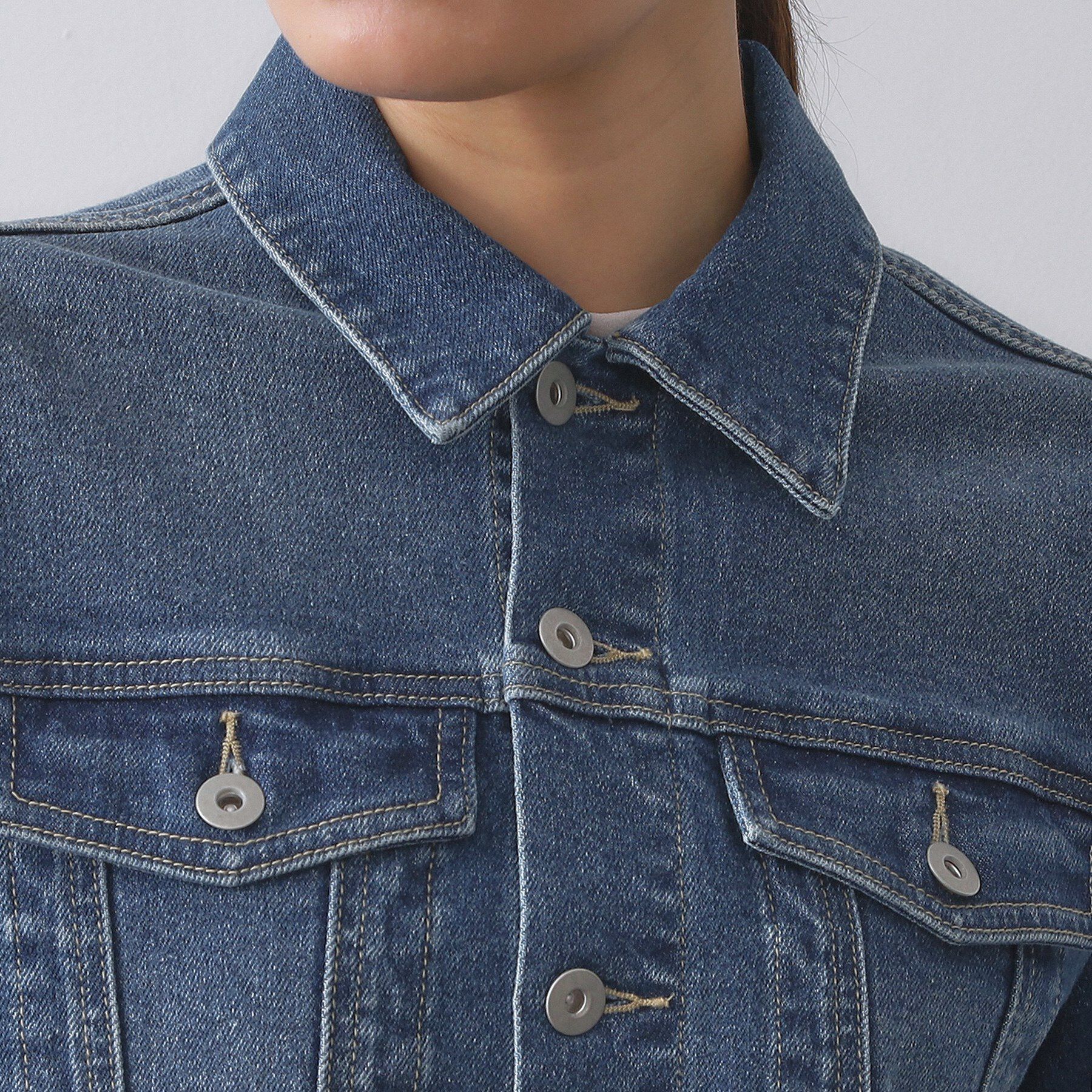 OPAQUE.CLIP「ストレッチデニムジャケット/オーガニックコットン混【洗濯機洗い可】」|デニムジャケット|