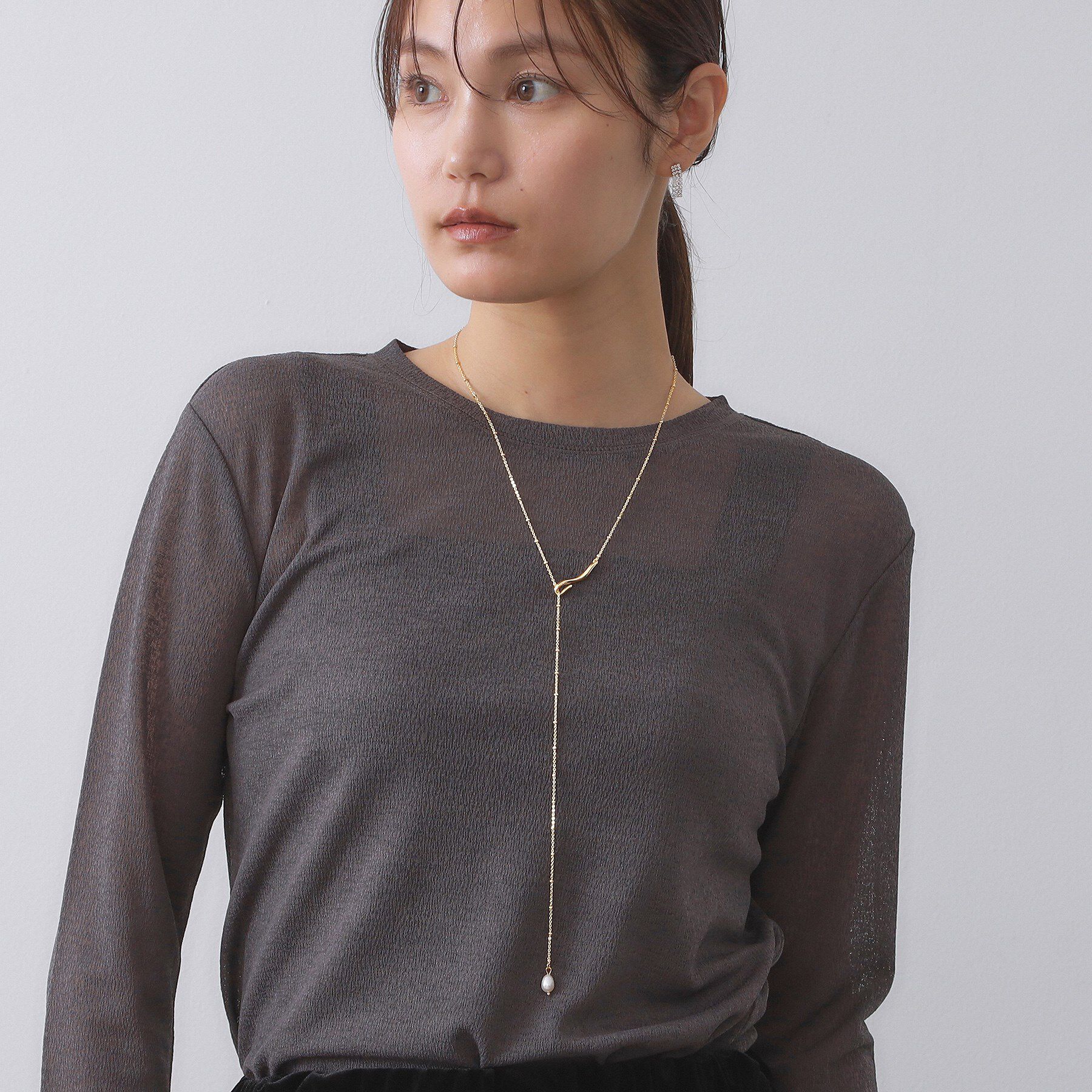 OPAQUE.CLIP「淡水パール&times;メタルバー スライドネックレス」|ネックレス|