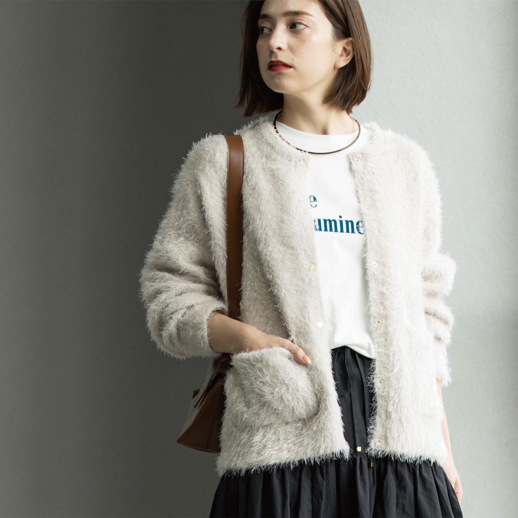 OPAQUE.CLIP「シャギーミドルカーディガン【洗濯機OK】《6col》」|カーディガン|