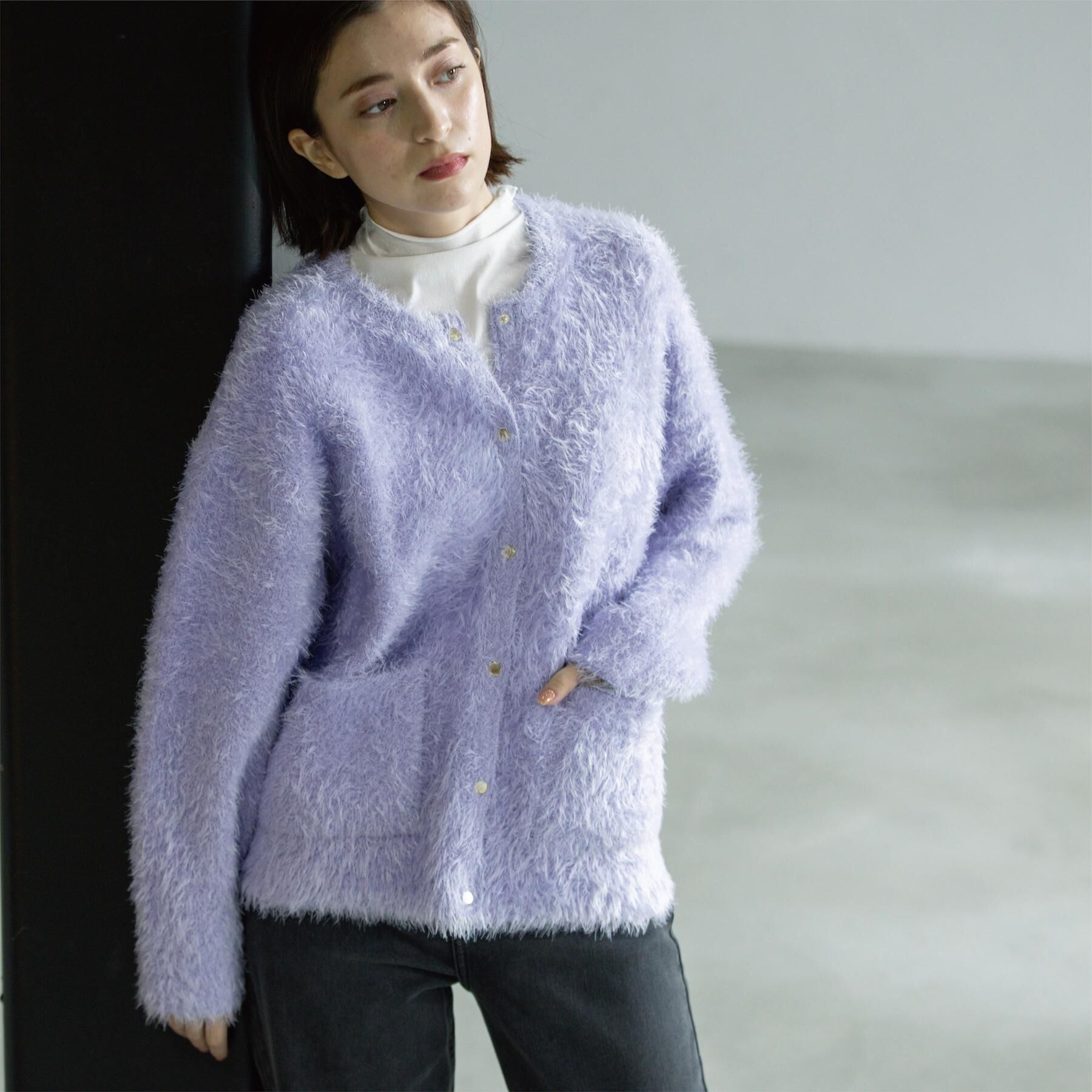 OPAQUE.CLIP「シャギーミドルカーディガン【洗濯機OK】《6col》」|カーディガン|