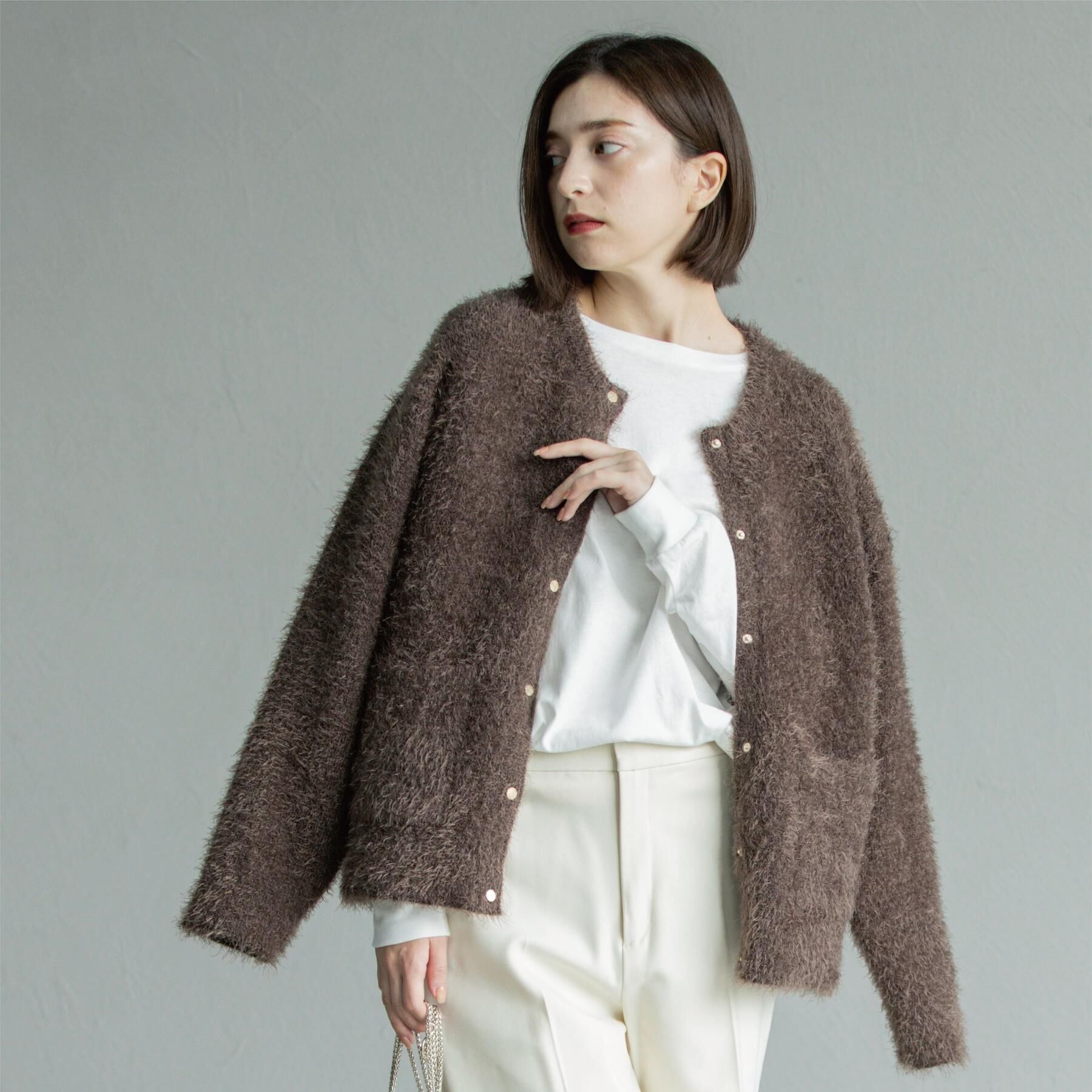 OPAQUE.CLIP「シャギーミドルカーディガン【洗濯機OK】《6col》」|カーディガン|