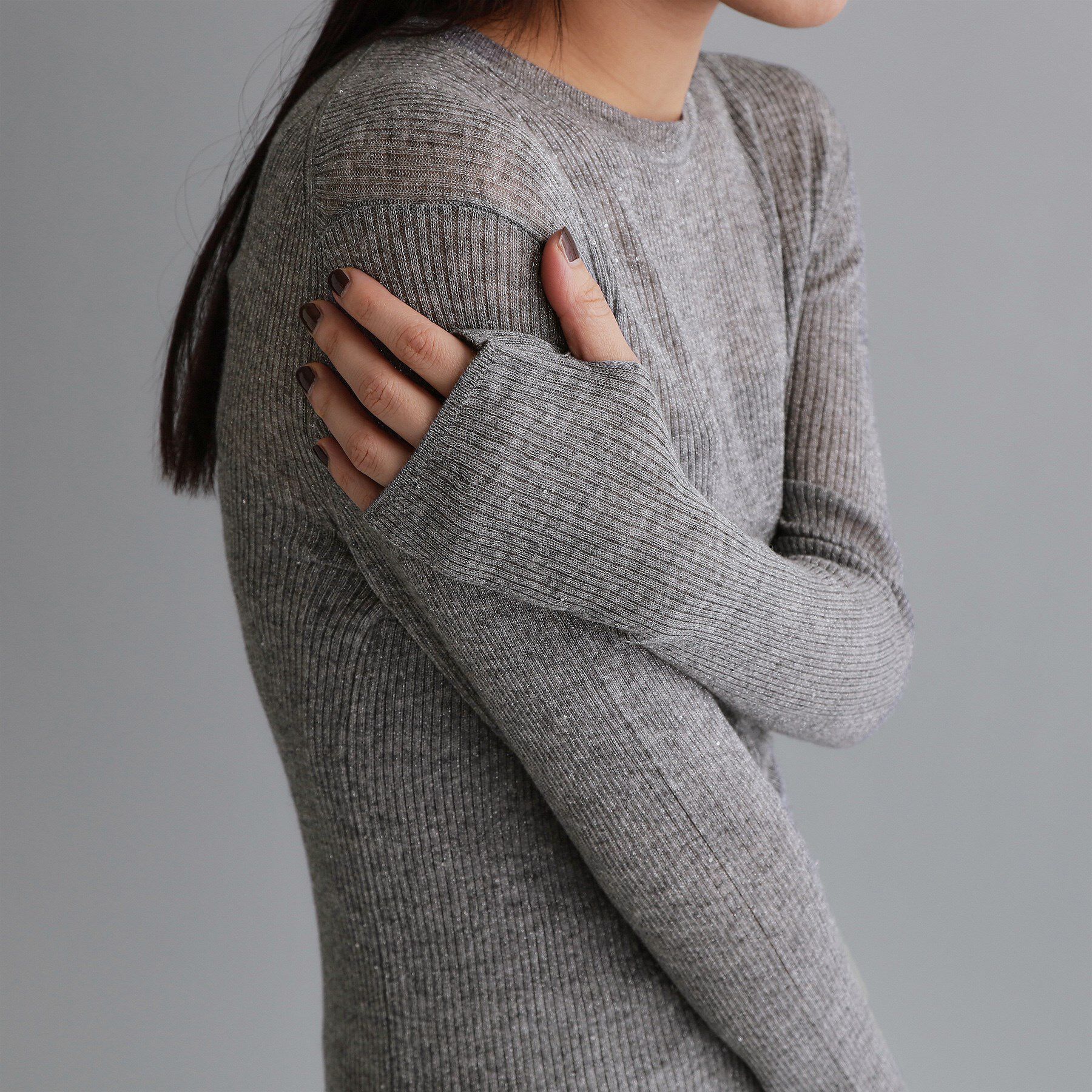 OPAQUE.CLIP「【es】ラメスパンコールリブニット【洗える】」|ニット・セーター|