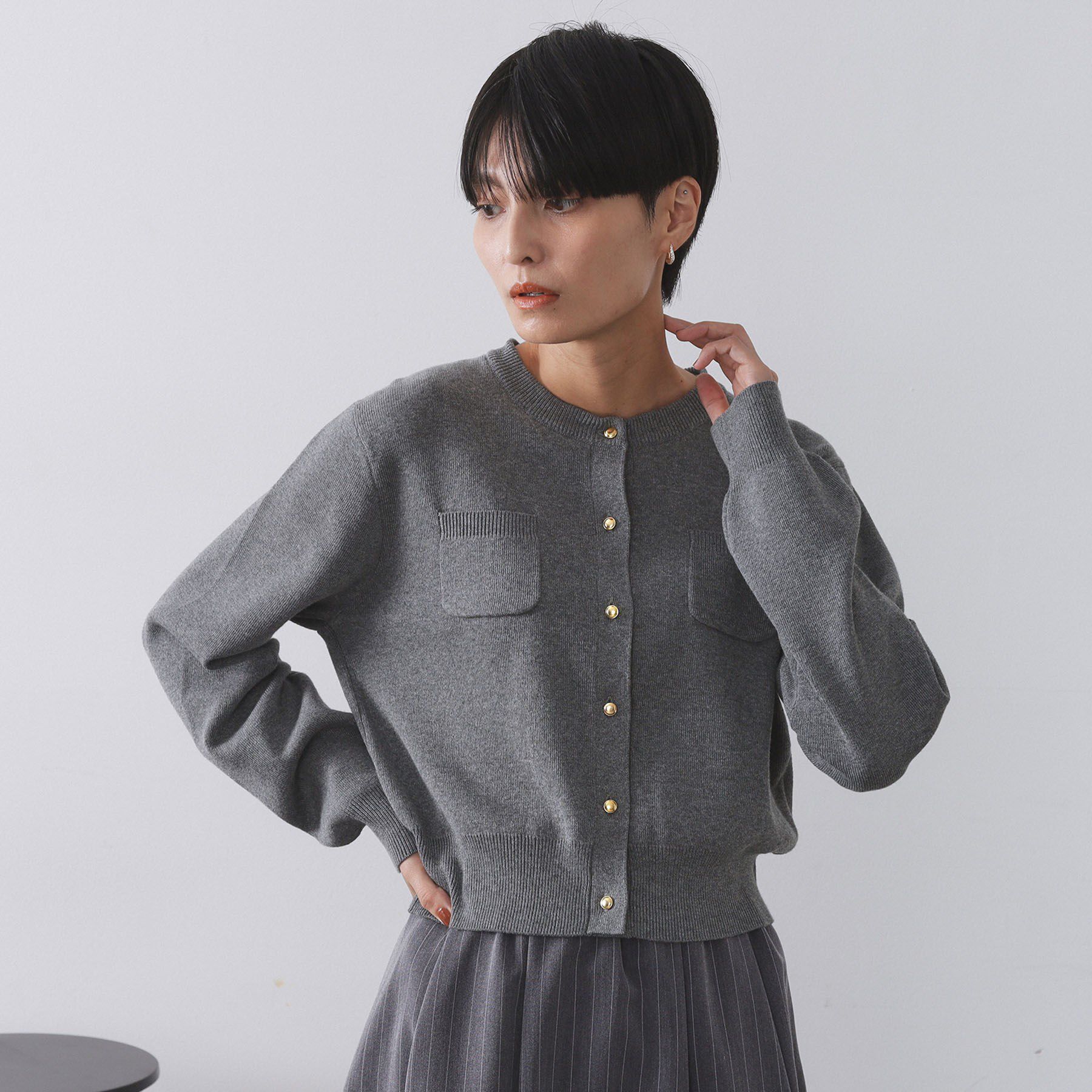 OPAQUE.CLIP「《andGIRL掲載》金ボタンニットカーディガン/衿取り外し可【洗濯機OK】」|カーディガン|