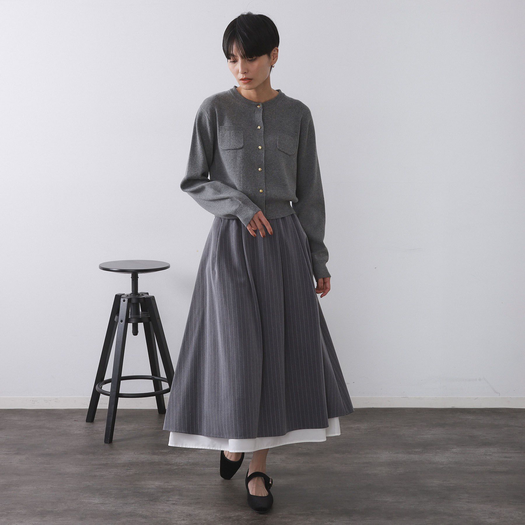 OPAQUE.CLIP「《andGIRL掲載》金ボタンニットカーディガン/衿取り外し可【洗濯機OK】」|カーディガン|