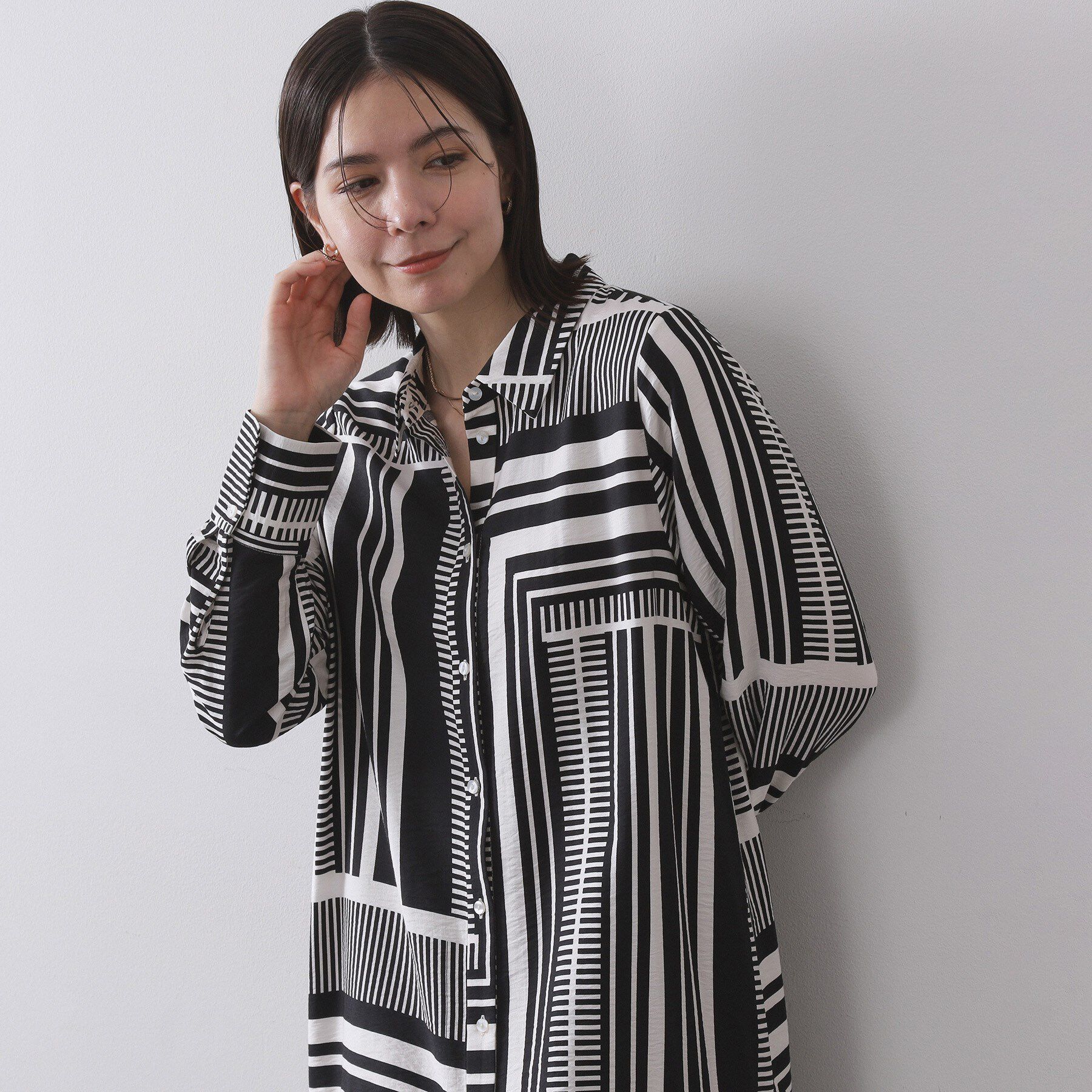 OPAQUE.CLIP「ジオメトリック柄ワンピース」|ワンピース|ブラック(119)