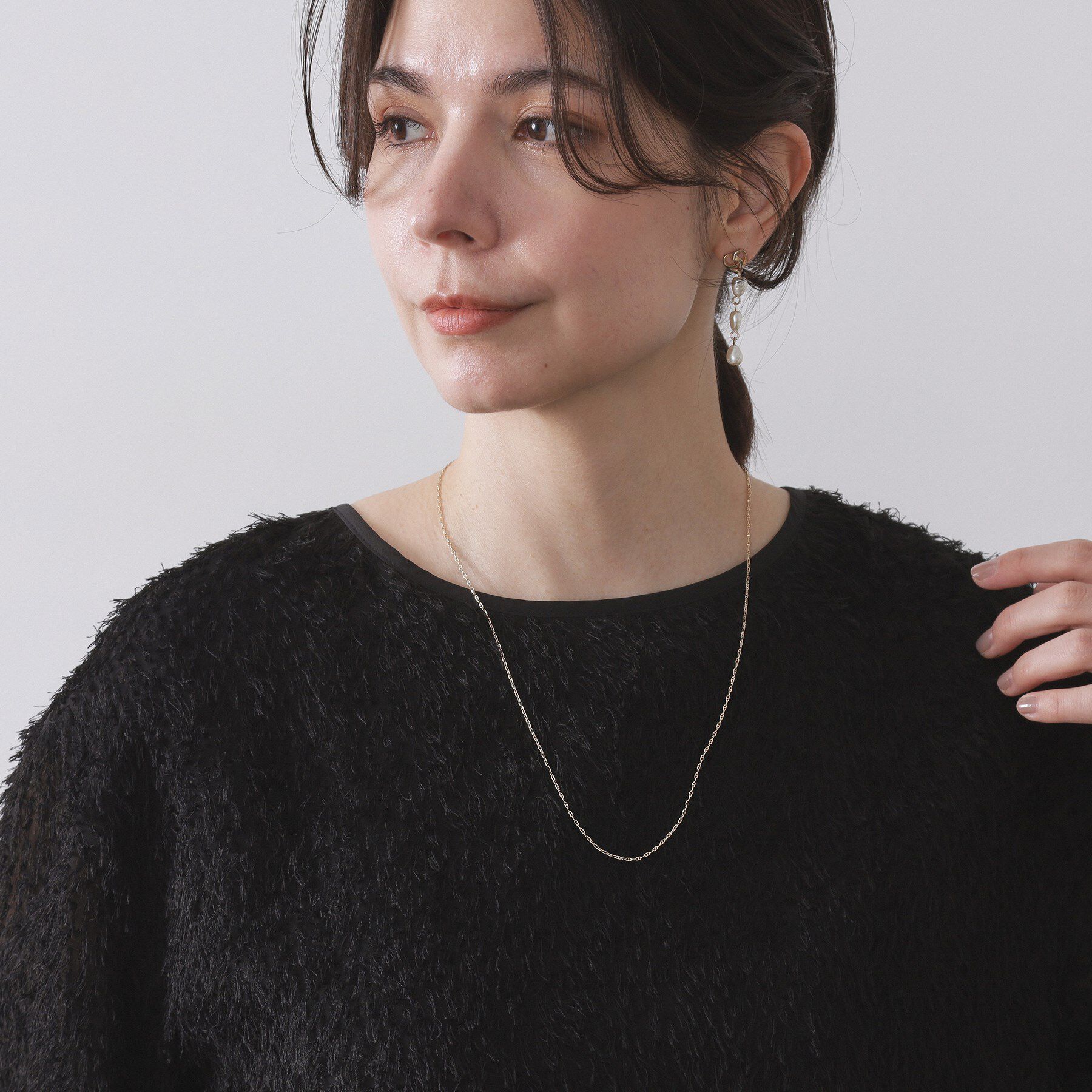 OPAQUE.CLIP「しずくメタルY字スライドチェーンネックレス」|ネックレス|