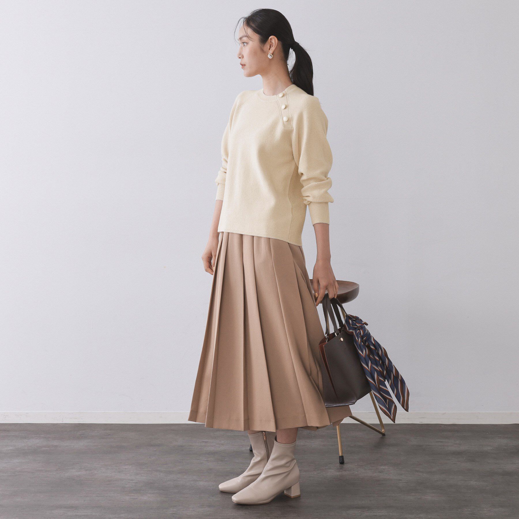 OPAQUE.CLIP「ボタンデザインラメニット【洗濯機OK】」|ニット・セーター|