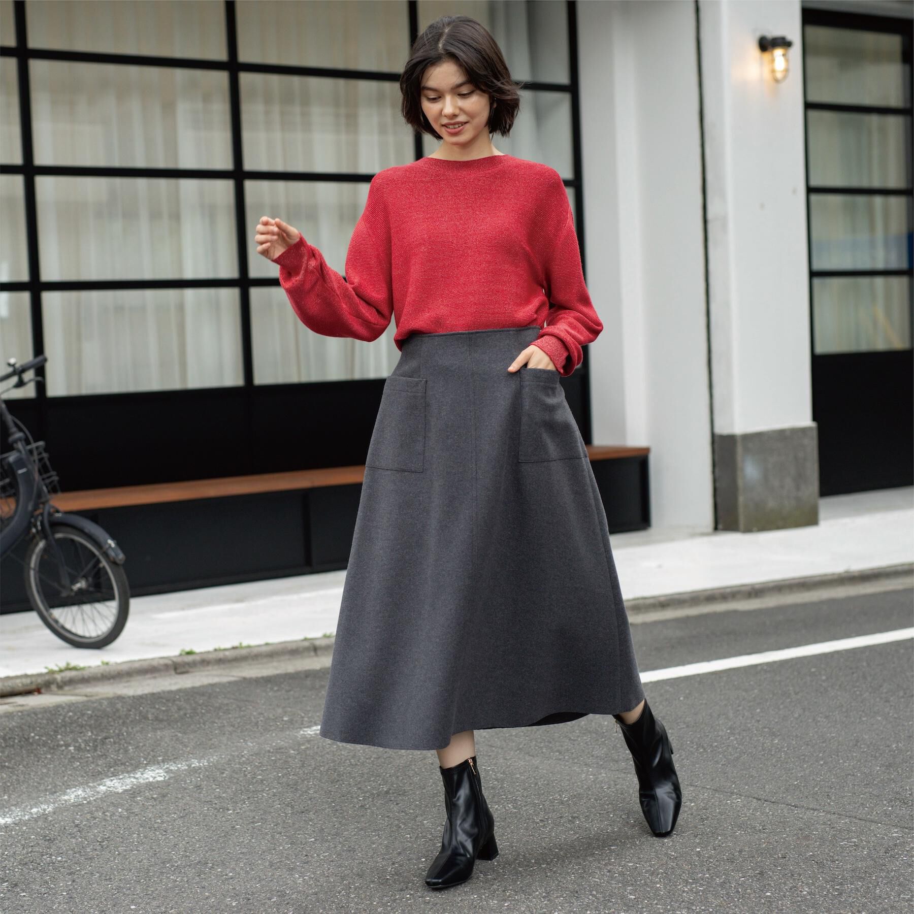 OPAQUE.CLIP「ラメガーターボートネックニット【洗濯機OK】」|ニット・セーター|